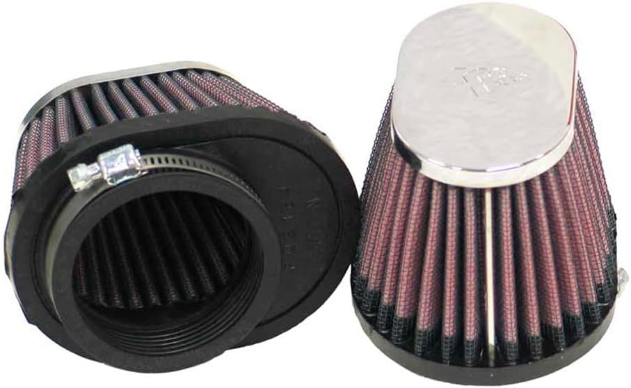 K&N RC-0982 Motorcycle Universal Chrome Air Filter, Black