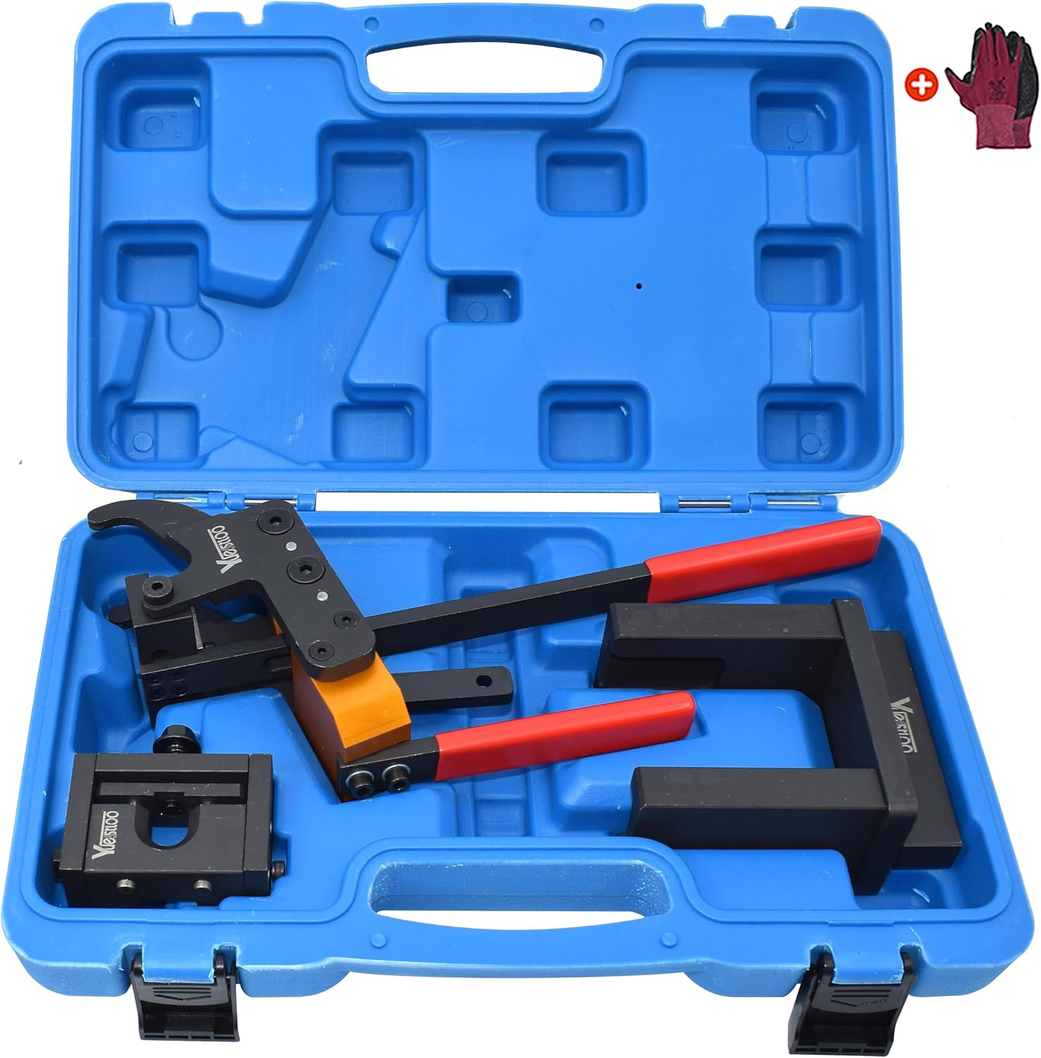 Valve Pressure Spring Installer Remover Tool Plier Kit, Compatible with BMW B38 B48 B58 Engines, Heavy-Duty Steel Valve Slider Fixing Tool, with Gloves