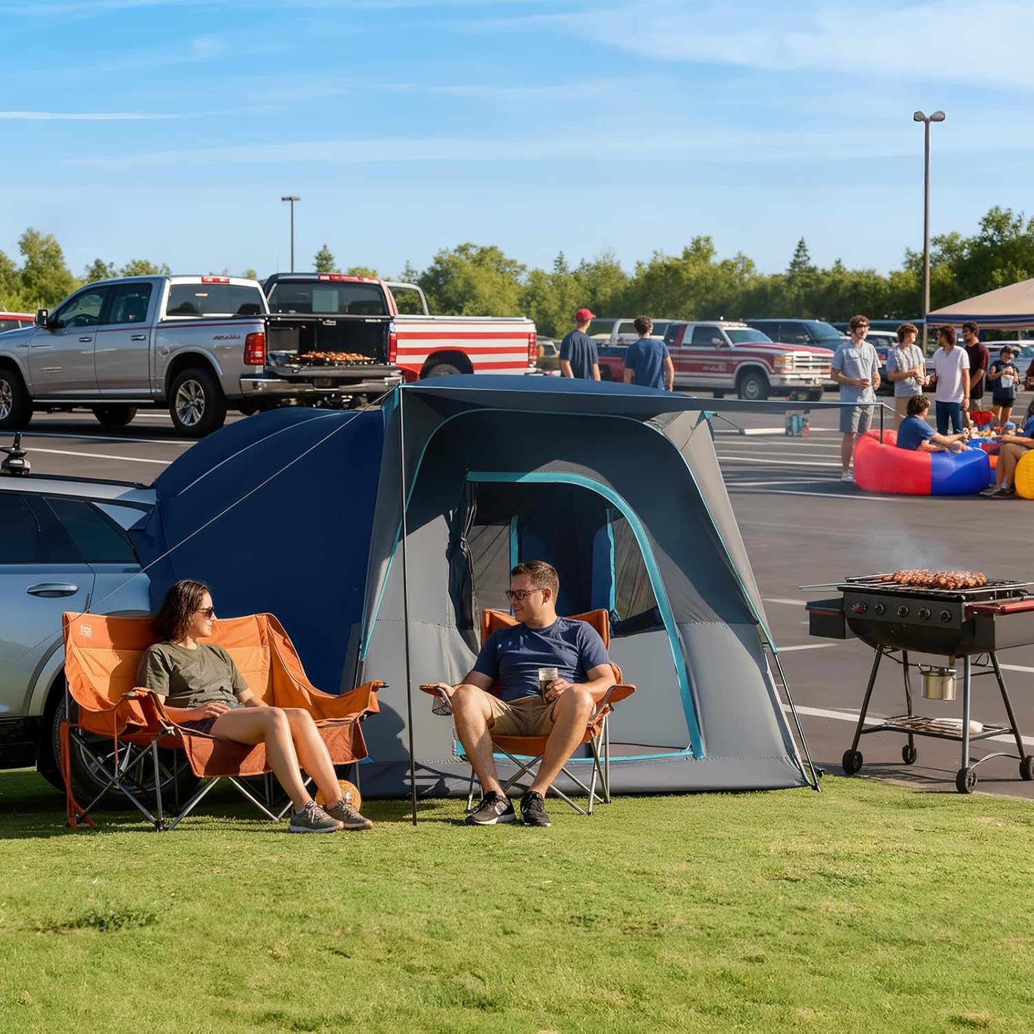 TIMBER RIDGE 5 Person SUV Tent Weather Resistant Portable for Car SUV Van Camping, Includes Rainfly and Storage Bag, 10' W X 8' L X 7.1' H