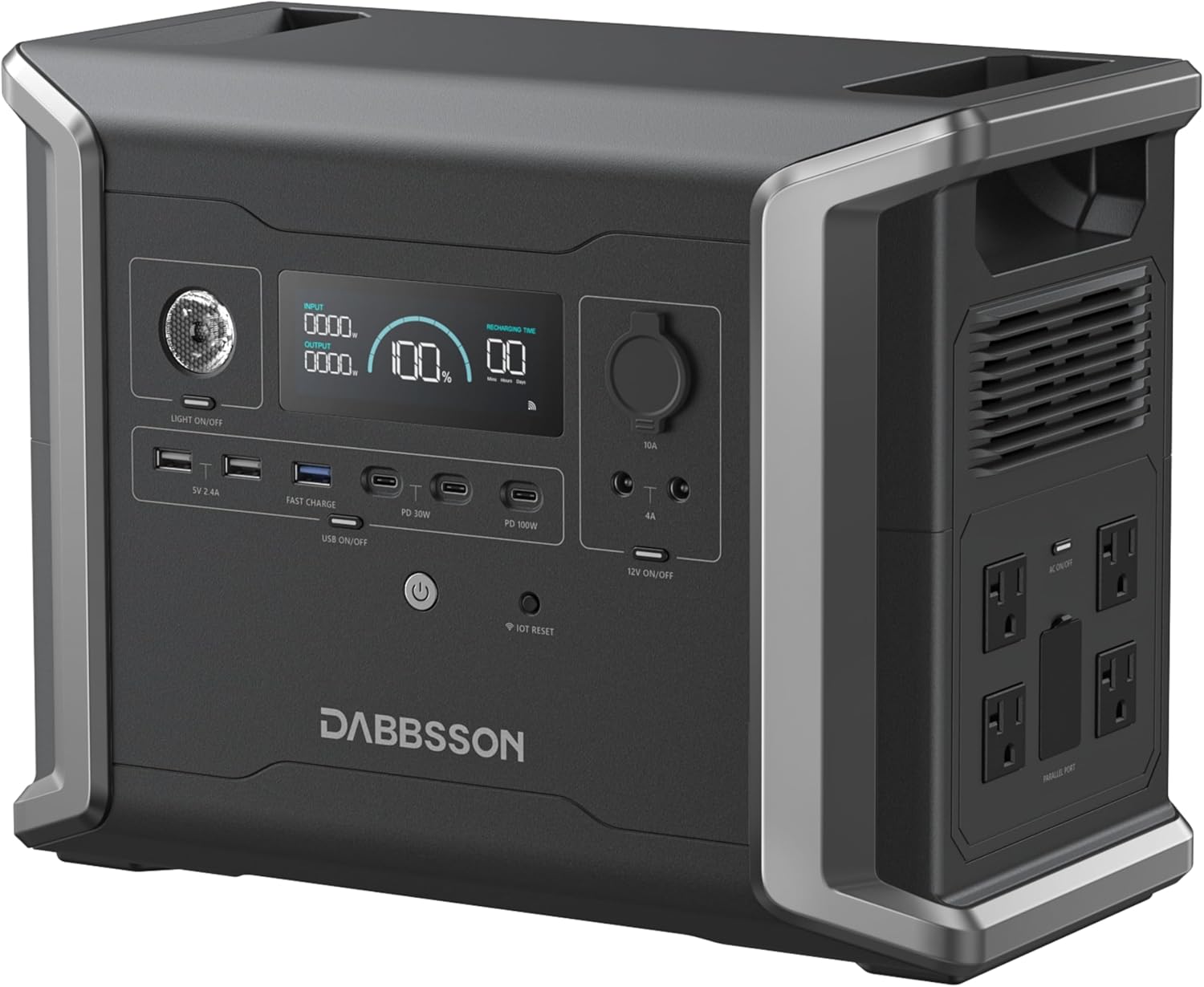 Dabbsson Portable Power Station DBS2300, 2330Wh EV Semi-solid State LiFePO4 Home Battery Backup, Max 8330Wh, 5×2200W AC Outlets, Solar Generator for Camping, Home Backup, Emergency, RV