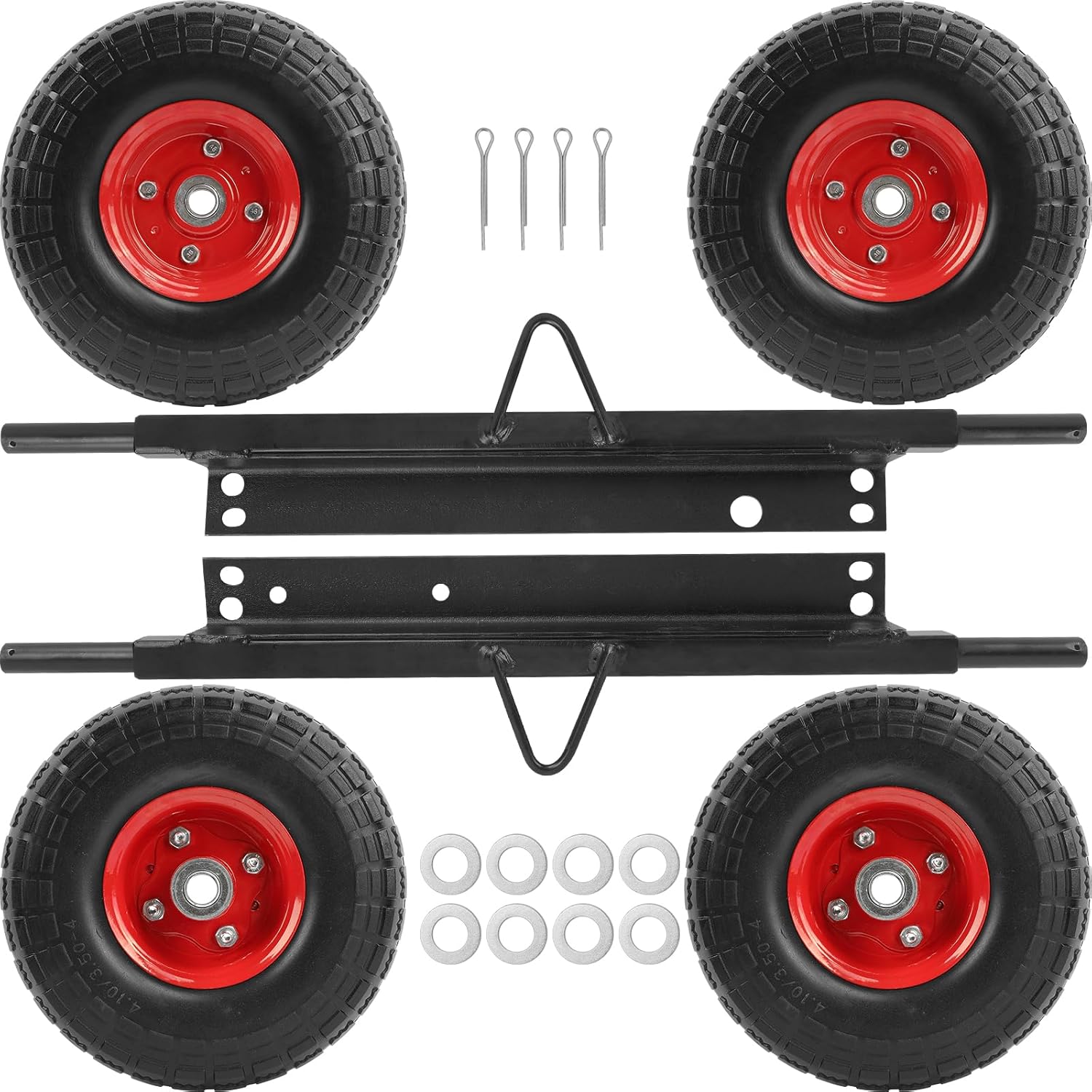 Red All Terrain Wheel Kit, Fit For Honda EU3000is Generator, Solid Tires, OE 06423-ZS9-020AH, 06423ZS9020AH