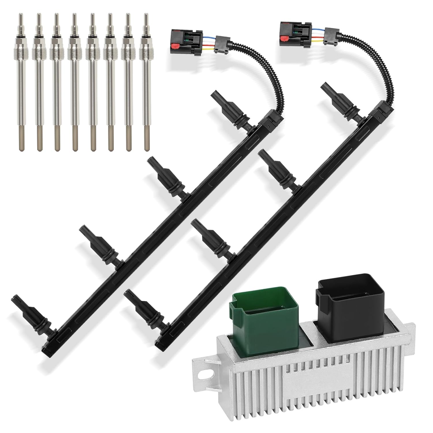 Powerstroke Glow Plug Harnesses Controller GPCM Kit Fit for 2003 Ford F250/F350/F450/F550/E250/E350/E450/Excursion 6.0L/7.3L, Replace 3C3Z-12A690-AA 3C3Z-12A342-AA YC3Z-12B533-AA