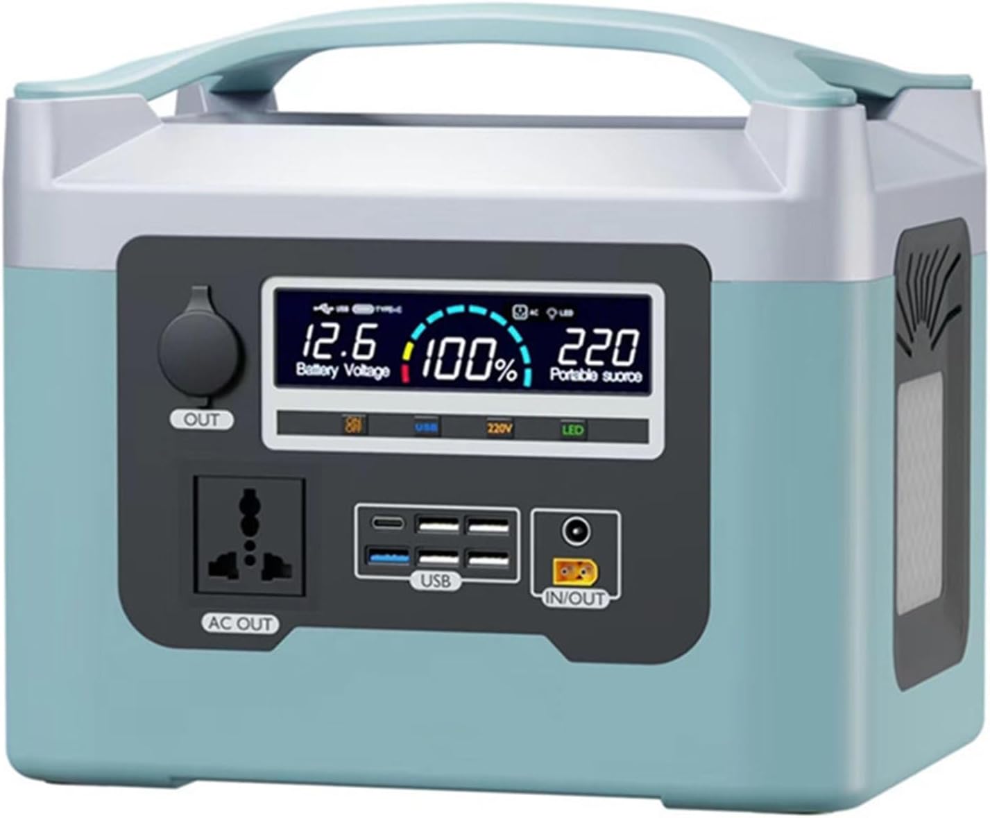 Portable Outdoor Generator 800W 220V Mobile Power Supply Suitable for Setting Up Stalls, Self-Driving Tours, Camping, Energy Storage and Power Outage Emergency,Green-480Wh