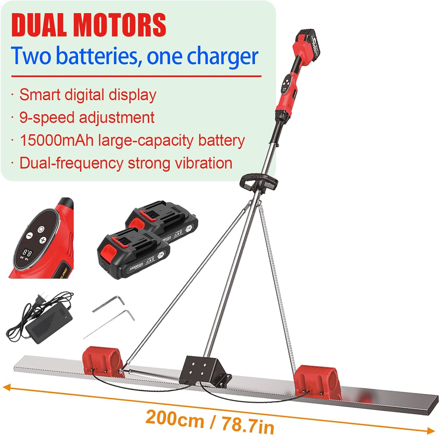 200CM Concrete Leveling Ruler, Vibrating Screed, 59