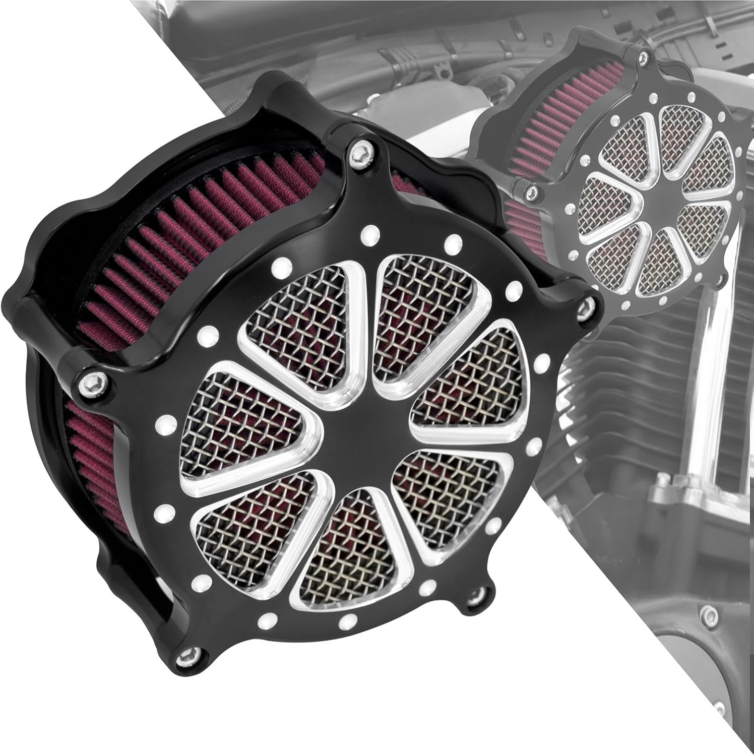 HDBUBALUS Motorcyle Air Cleaner Air Filter Intake Kit Fit For Harley Softail 2000-2015 Touring 2000-2007 Dyna/FXR 2000-2017 Black&Red