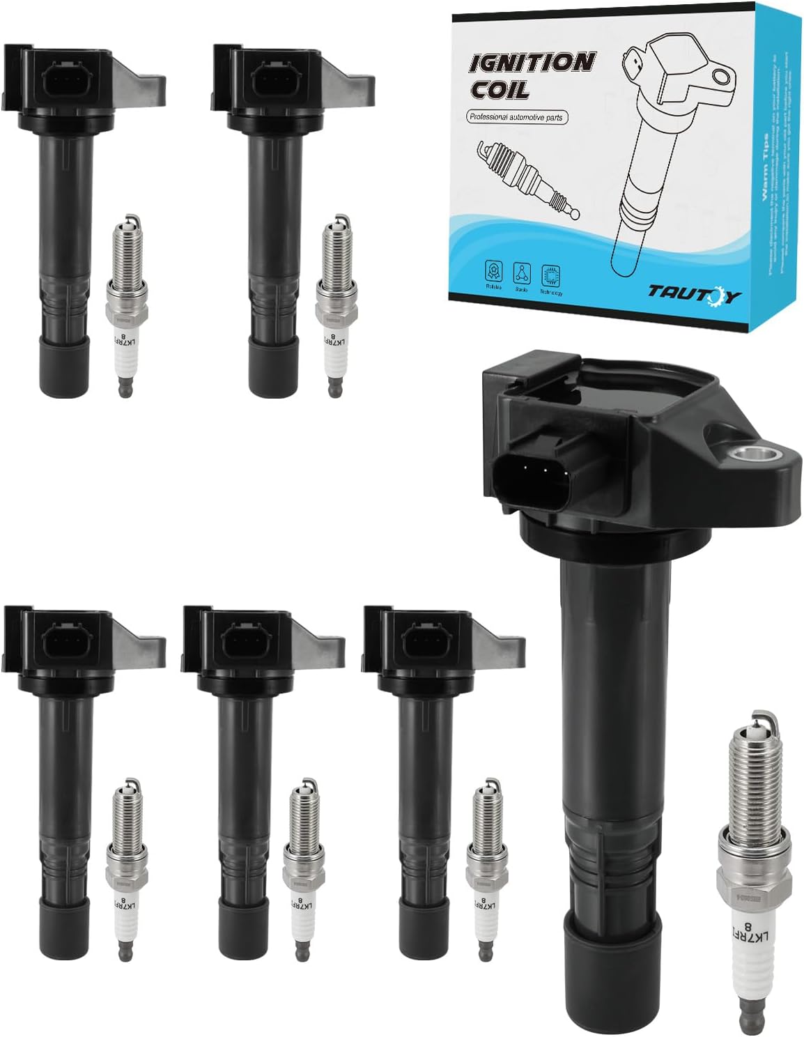 Set of 6 UF713 Ignition Coil Pack & Iridium Spark Plug (3.5L V6 Only) 2013-2019 For Honda Accord Crosstour Odyssey Pilot,For Acura RLX TLX,Replace # 305205G0A01 36-8260 C-872 C1824