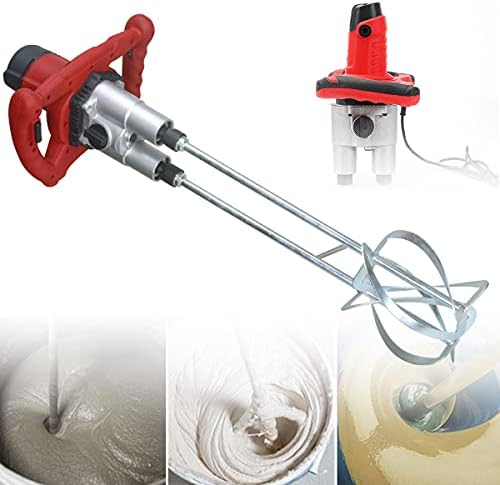 Electric Handheld Cement Mixer, 1600W Twin Lever Mixing Tool for Mixing Grout, Paint, Mud, Plaster, Thinset Mortar, for Construction and DIY Projects