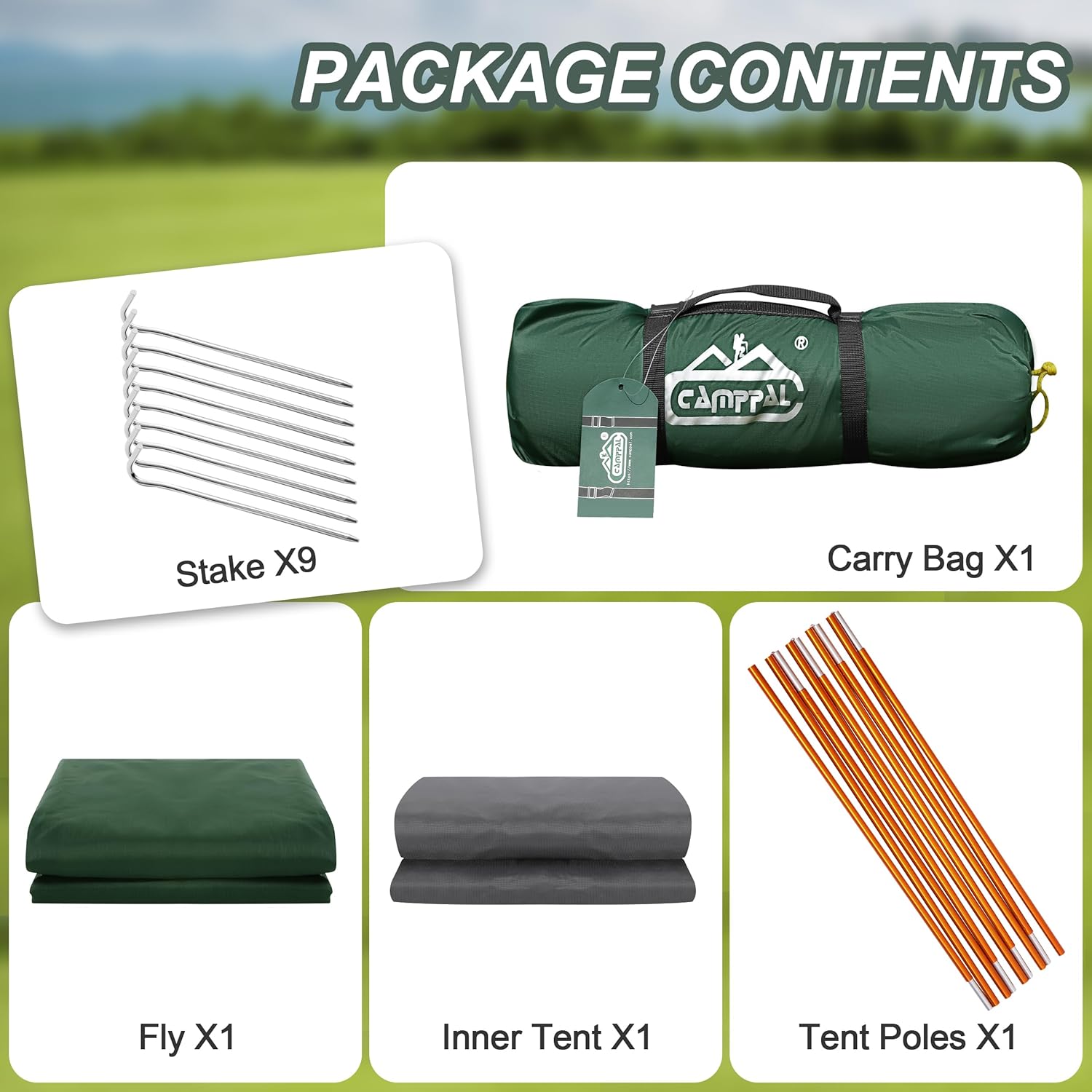 camppal 1 Person Tent for Camping Hiking Mountain Hunting Backpacking Tents 4 Season Resistance to Windproof Rainproof and Waterproof