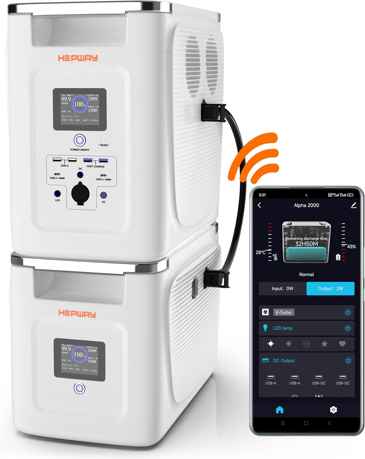 Portable Power Station, 2048Wh LiFePO4 Battery Backup, with 1 Extra Battery 2400W AC Outlets (3600W Power Lifting),APP Control 10 ms UPS, Solar Generator for Camping, Home Use, Emergency