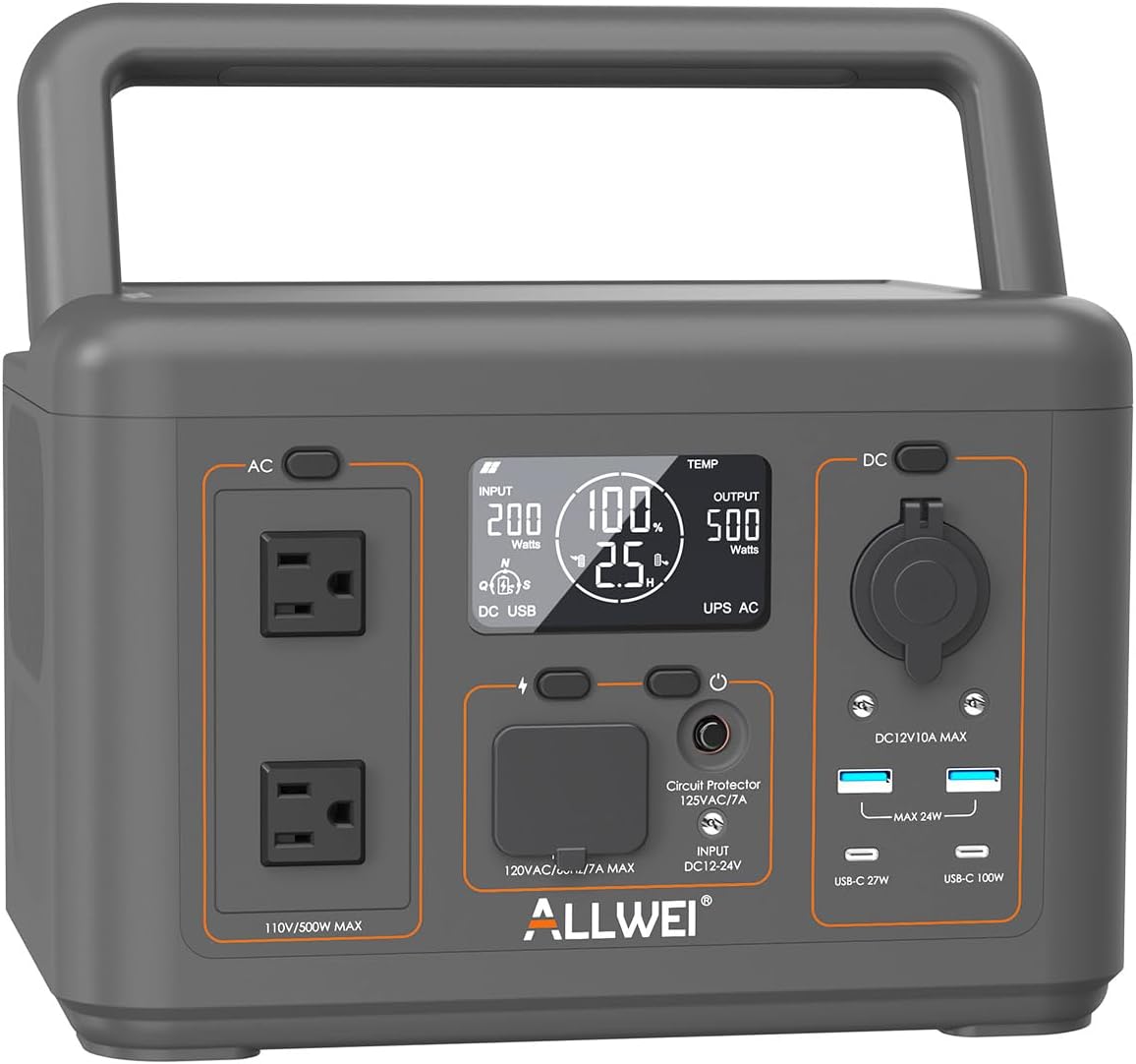 ALLWEI Portable Power Station 2400W(Surge 4800W), 2048Wh LiFePO4 Battery, Solar Generator with UPS, Full Charge in 1.5Hrs, 4 AC Outlets, Generator for RV Outdoor Camping Off-grid Outdoor Home Backup