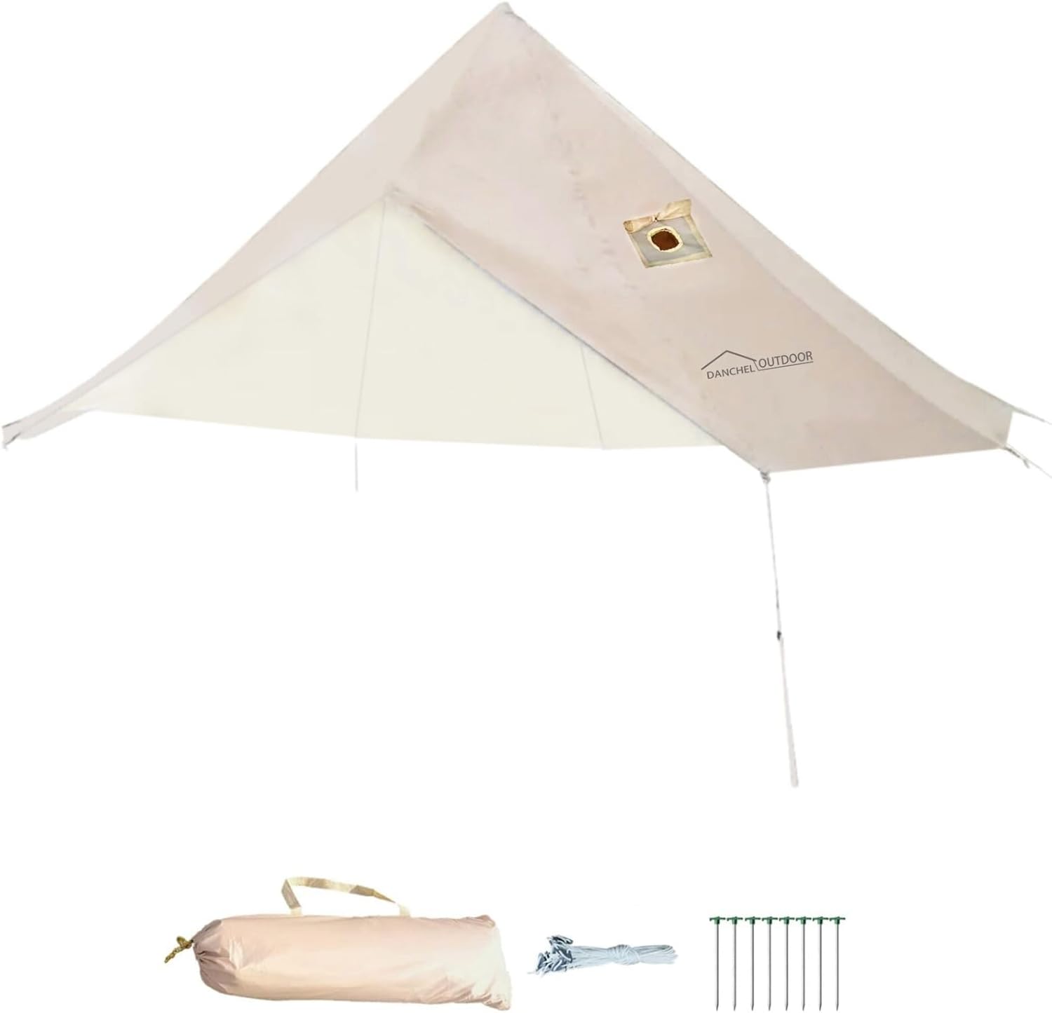 DANCHEL OUTDOOR Waterproof Rain Fly for Bell Tent, 4 Season Yurt Tent Rain Cover Protector Tarp with/No Stove Jack Glamping Gears, PU5000mm Lightweight 300D Oxford Polyester, Beige(13ft/16.4ft/20ft)