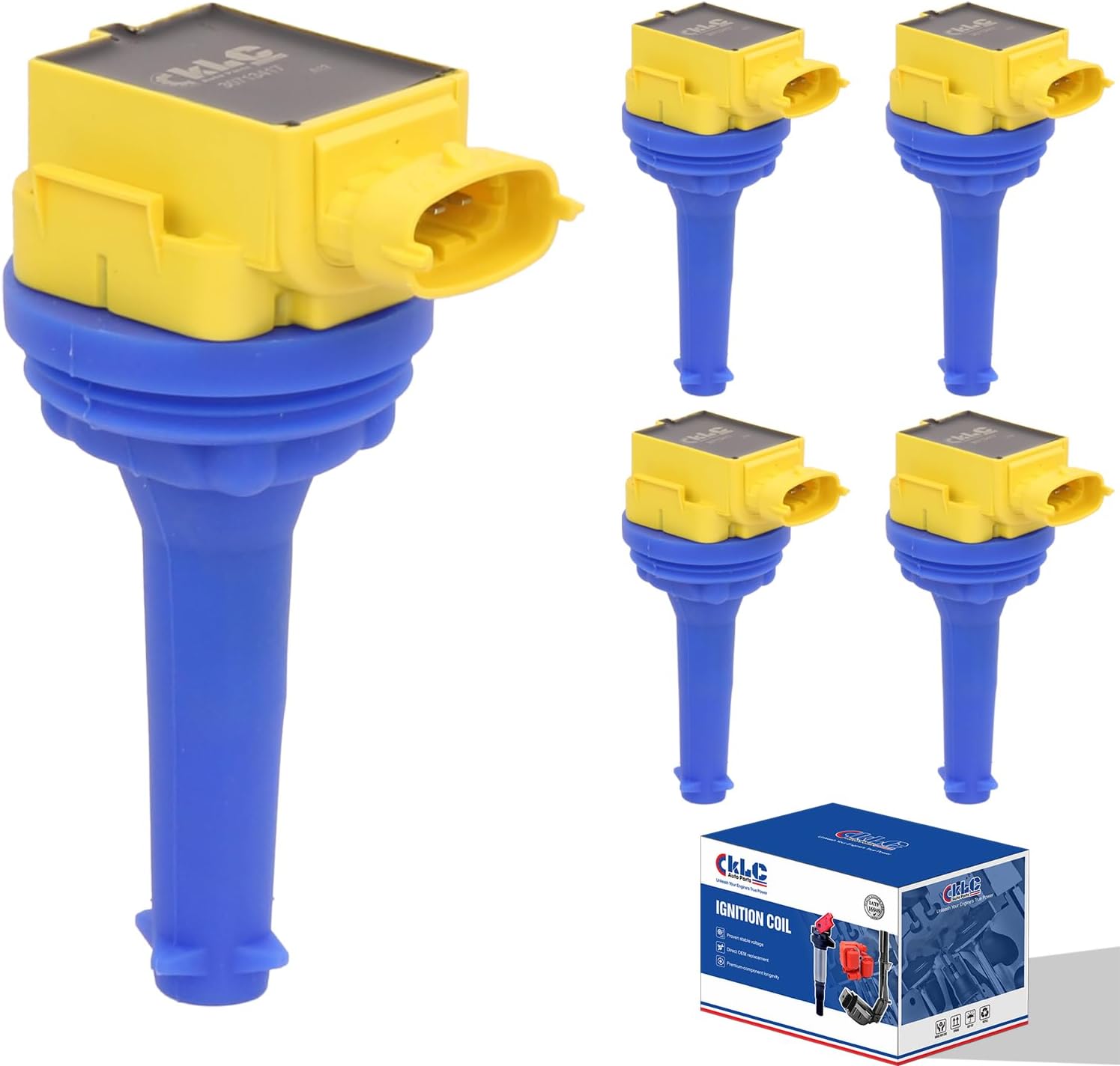 KLC Set of 5 Ignition Coil Pack 30713417 8677837 0221604010 UF517 Compatible with Volvo C30 C70 S40 S60 V50 V70 XC70 L5 2.4L 2.5T 2004-2016