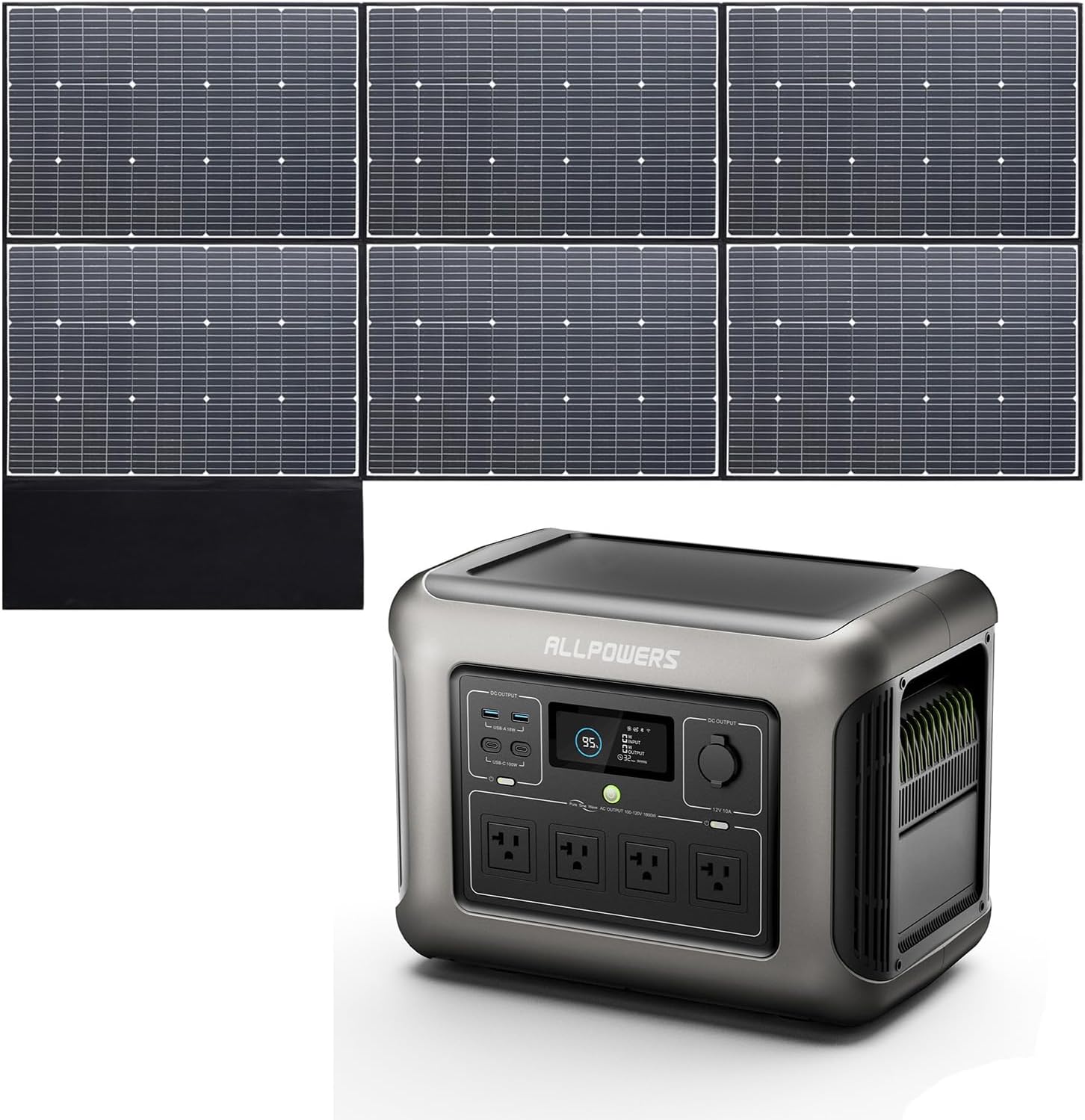 ALLPOWERS R1500 LITE 1600W/1056Wh & 3500+ Cycle LiFePO4 Battery with 4xAC Outlets, 650W MPPT, and UPS