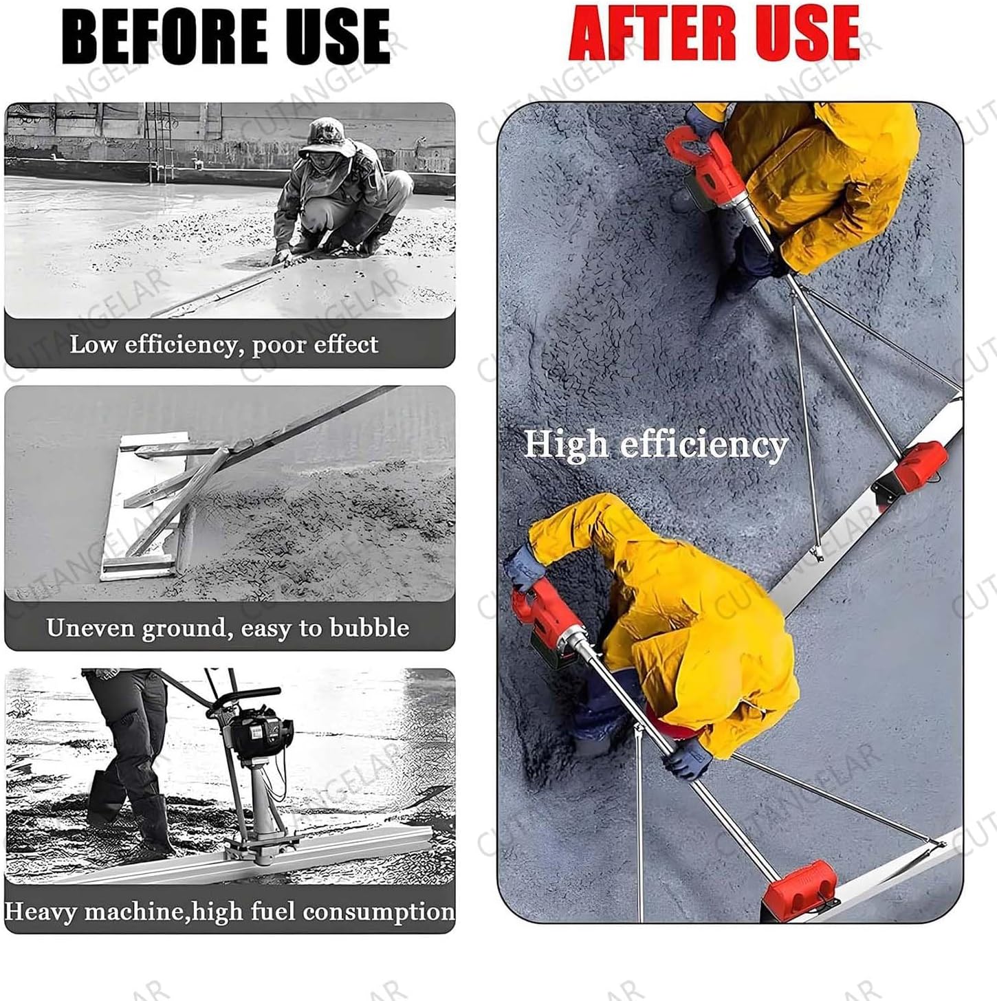 Advanced Cordless Screed Board, with fast-charging technology and 25000mAh battery capacity. Delivers 3000-6000RPM vibration for efficient concrete smoothing and leveling.(2Battery,1.5m)