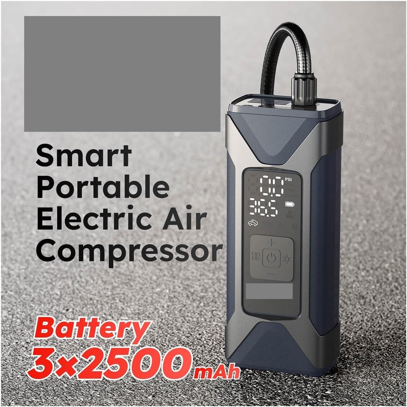 T10 Portable Electric Air Pump - 7500mAh Compressor, 160PSI, Type-C, Multitool Inflator for Car & Motorcycle