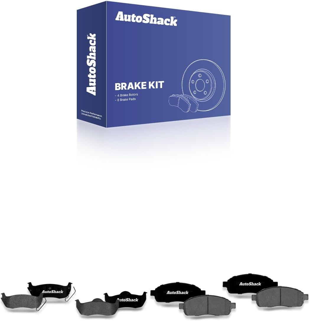 AutoShack Front & Rear Drilled & Slotted Brake Rotors Ceramic Brake Pads | Replacement for 2004-2008 Ford F-150 2006-2008 Lincoln Mark LT RWD | Silver Zinc Coated | 12-PC Brake Kit | SilverShield Pro