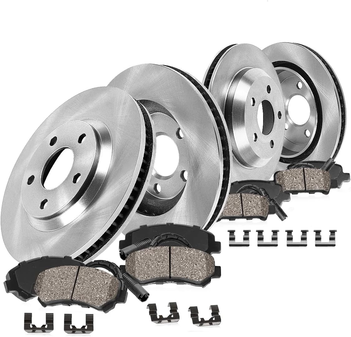 Callahan Brake Parts Front and Rear Brake Kit For 2012 2013 Audi A7 Quattro Drilled and Slotted Brake Rotors and Ceramic Brake Pads