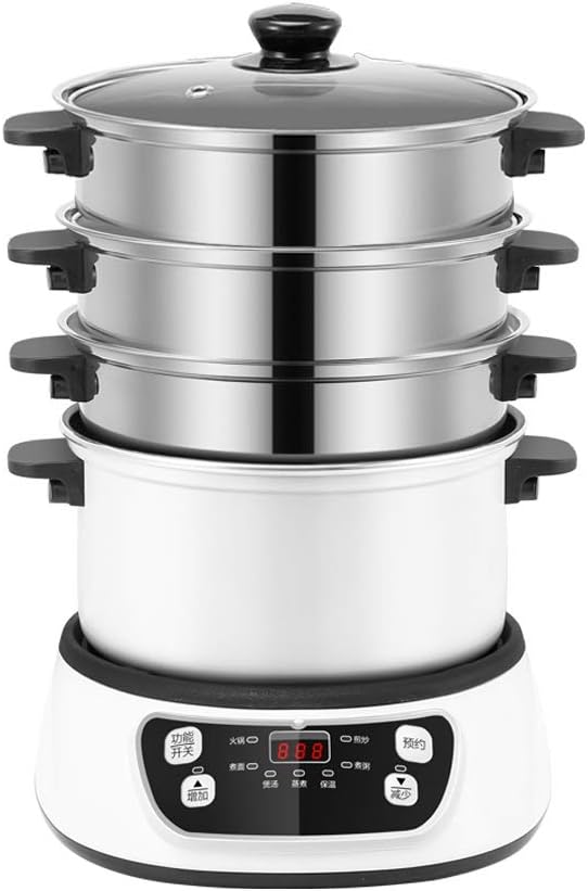 Home Electric Food Steamer Multifunctional Timing Steamer Power-of 3-Layer Large Capacity Seafood Steamer Cooker,