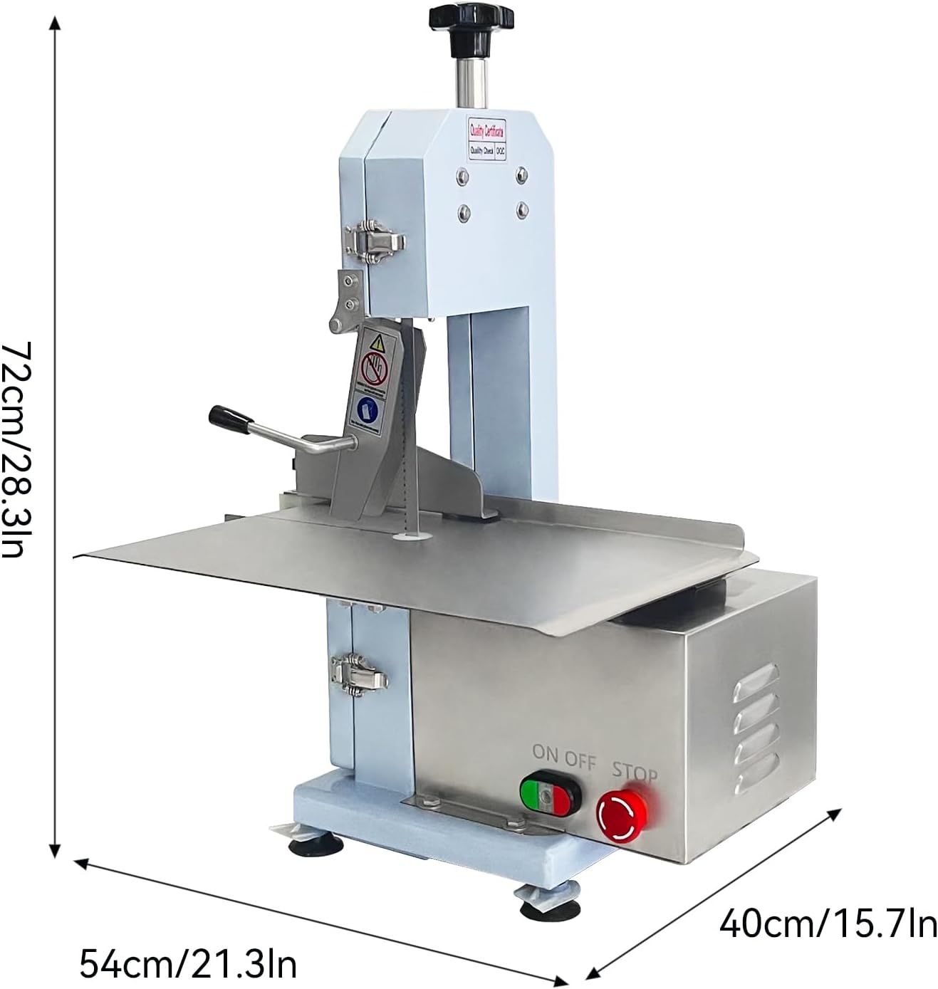 550W Electric Bone Saw Machine For Butchering – Max 4.3-Inch Cutting Thickness, Frozen Meat Cutter 110V Commercial Bandsaw, 17.7 x 12.2-Inch Table for Chicken, Fish, Beef, With 5 Saw Blades