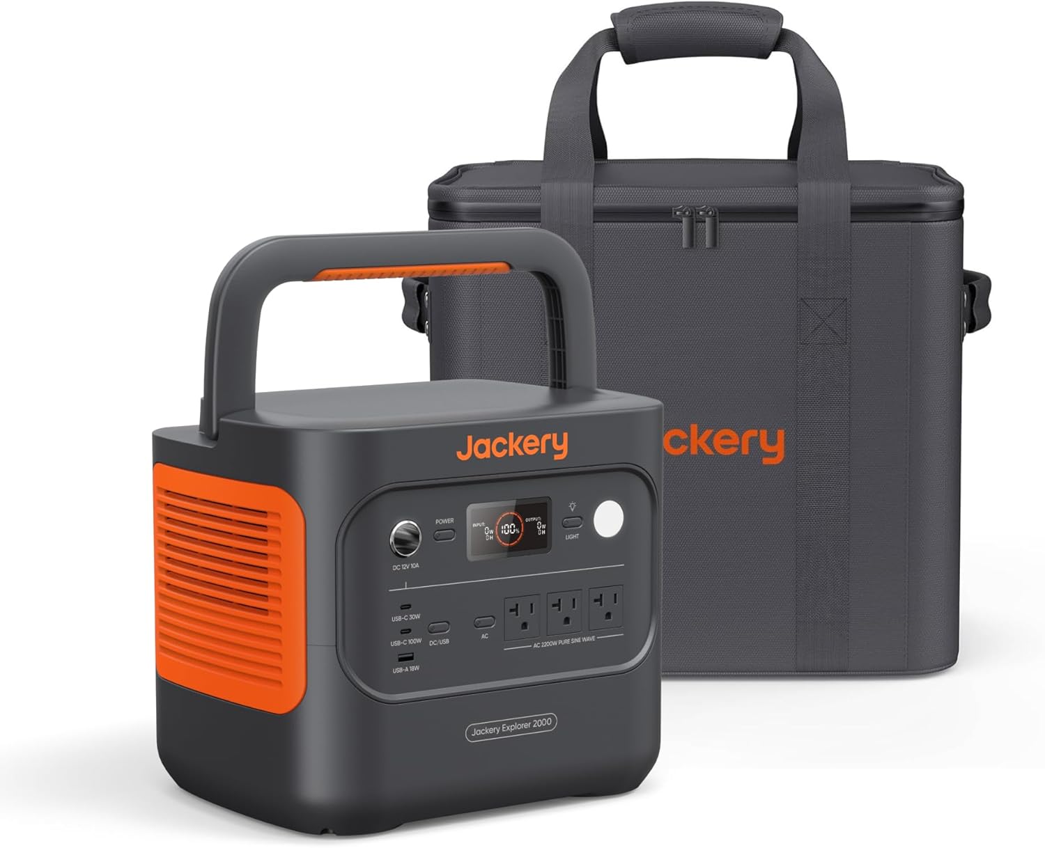 Jackery Explorer 2000 v2 Power Station and 2 * 100W Solar Panels, 2042Wh LiFePO4 Home Backup Battery, 2200W Solar Generator, USB-C PD 100W Fast Charging for Emergencies, Power Outages, Camping