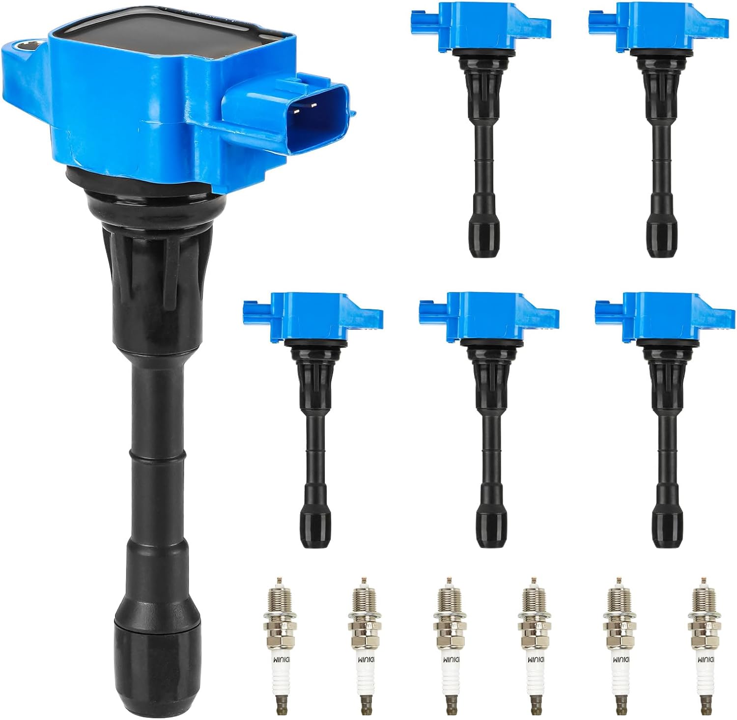 Ignition Coil & Iridium Spark Plugs UF550‎ for Nissan Altima Maxima Murano Pathfinder Quest Infiniti EX35 FX35 G25 G35 Q50 QX60 07 08 09 10 11 12 13 14 15 16 17 3.5L 3.5 C1670 5C1727-6 Set