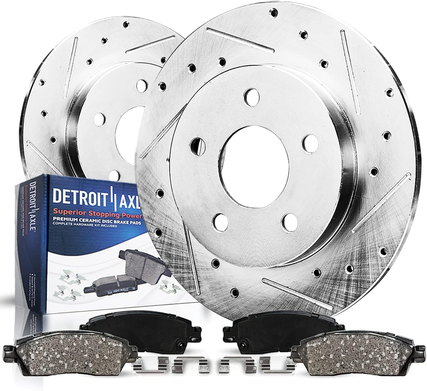 Detroit Axle - Rear Brake Kit for Lincoln MKS MKT MKX Taurus Flex Explorer Edge Drilled and Slotted Disc Brake Rotors Ceramic Brakes Pads Replacement : 12.99