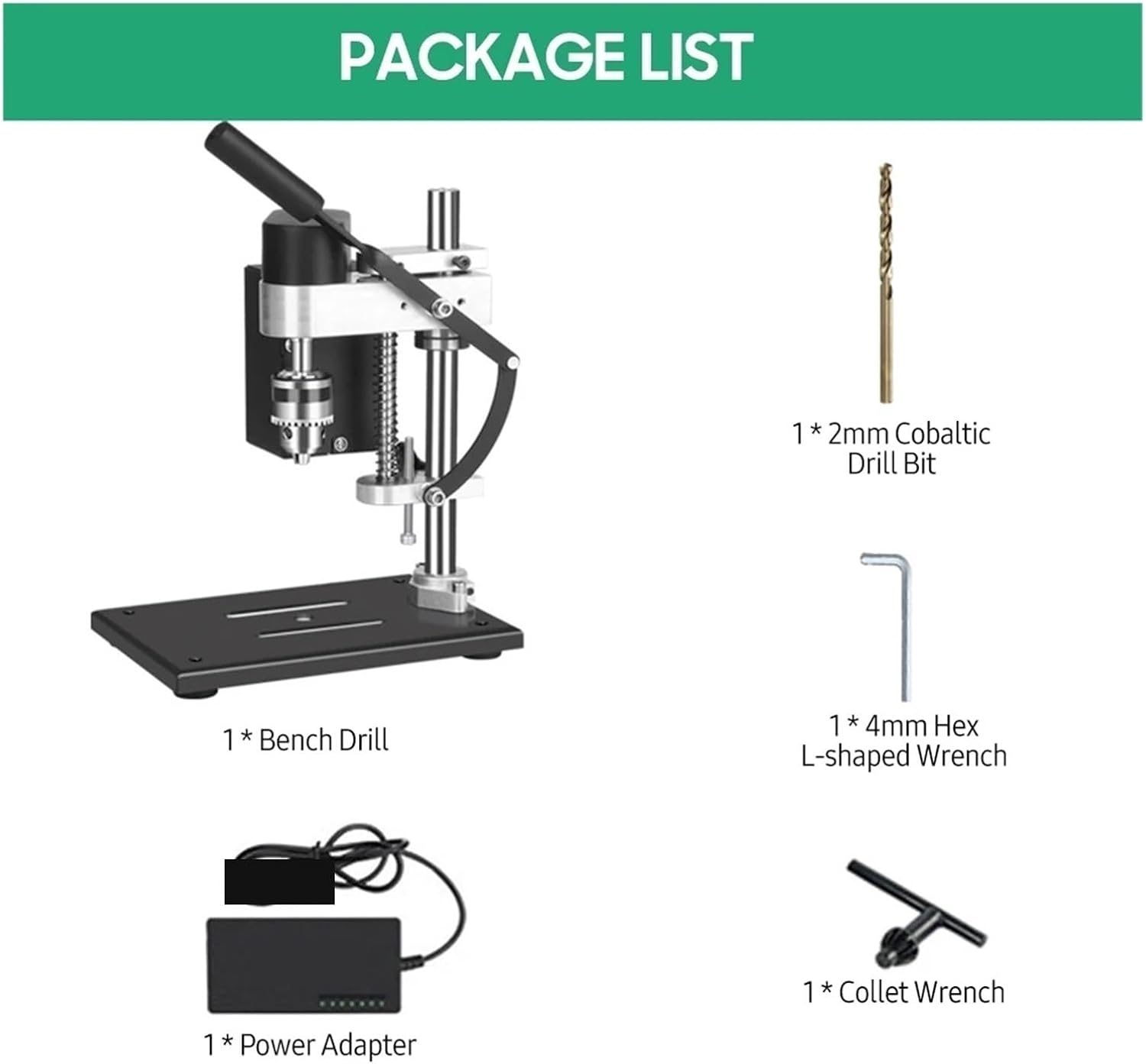 Bench Drill, Mini Electric Bench Drill Press Stand Kit 8000 R/min 7-Gear Variable Speed Benchtop Drilling Machine Precise Drill DIY Drilling(Standard Version)