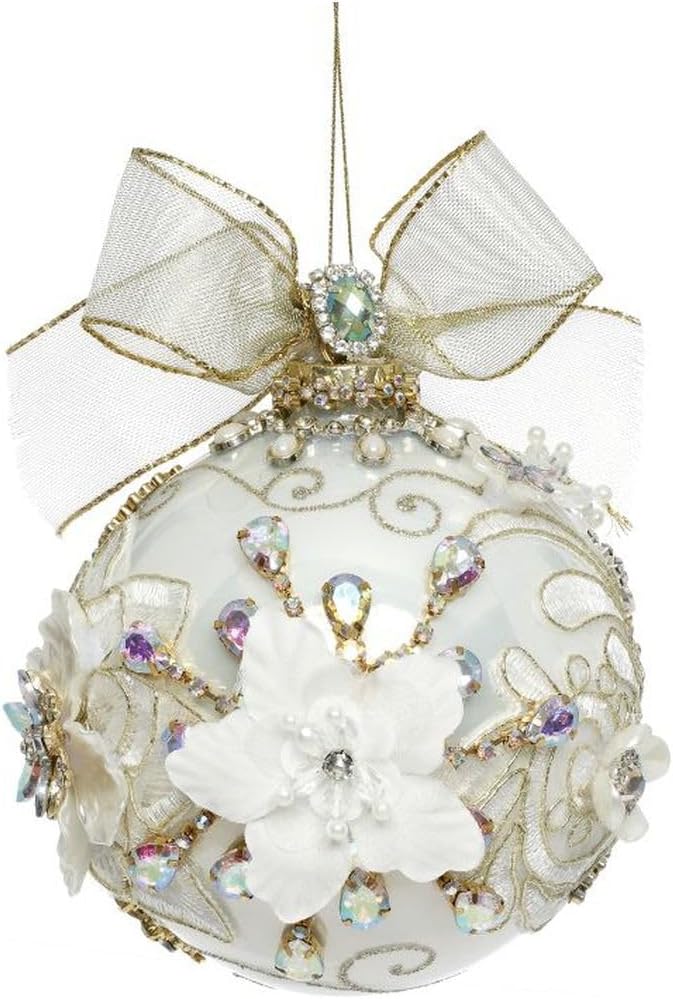 Mark Roberts Christmas 2024 King's Jewel Ball Ornament, Ivory Pearl - 5 Inches
