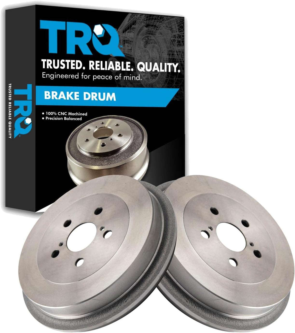 TRQ Rear Brake Drum 2 Piece Pair Set Driver & Passenger Compatible with 2009-2019 Toyota Corolla BD920146 9788R 083-3370 4243102230 SB9788