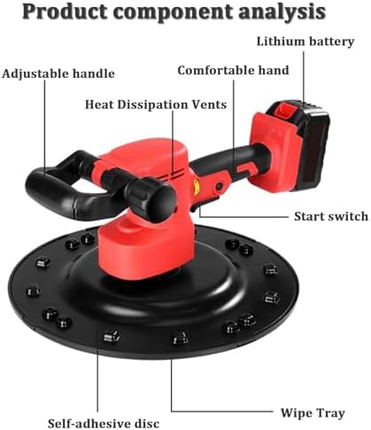 Cordless Electric Concrete Trowel - 1680W Wall Smoothing & Polishing Machine with 6 Gears (80-200RPM) for Cement, Mortar, Putty - Includes 2 Batteries