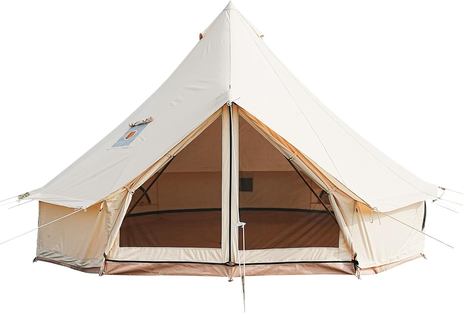 Glamcamp Bell Tent,4 Seasons Breathable Cotton Canvas Yurt Tent - w/Stove Jack,Luxury Camping Tent Outdoor,Zipped Removable Floor