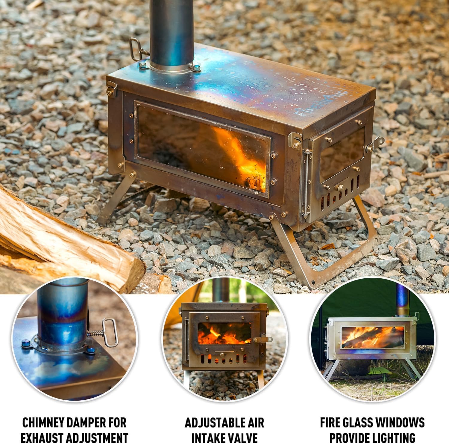 FireHiking Titanium Stove Portable Folding Tent TA1 Stove FireOne Mini for Camping Backpacking Hunting Cooking 3.4lb