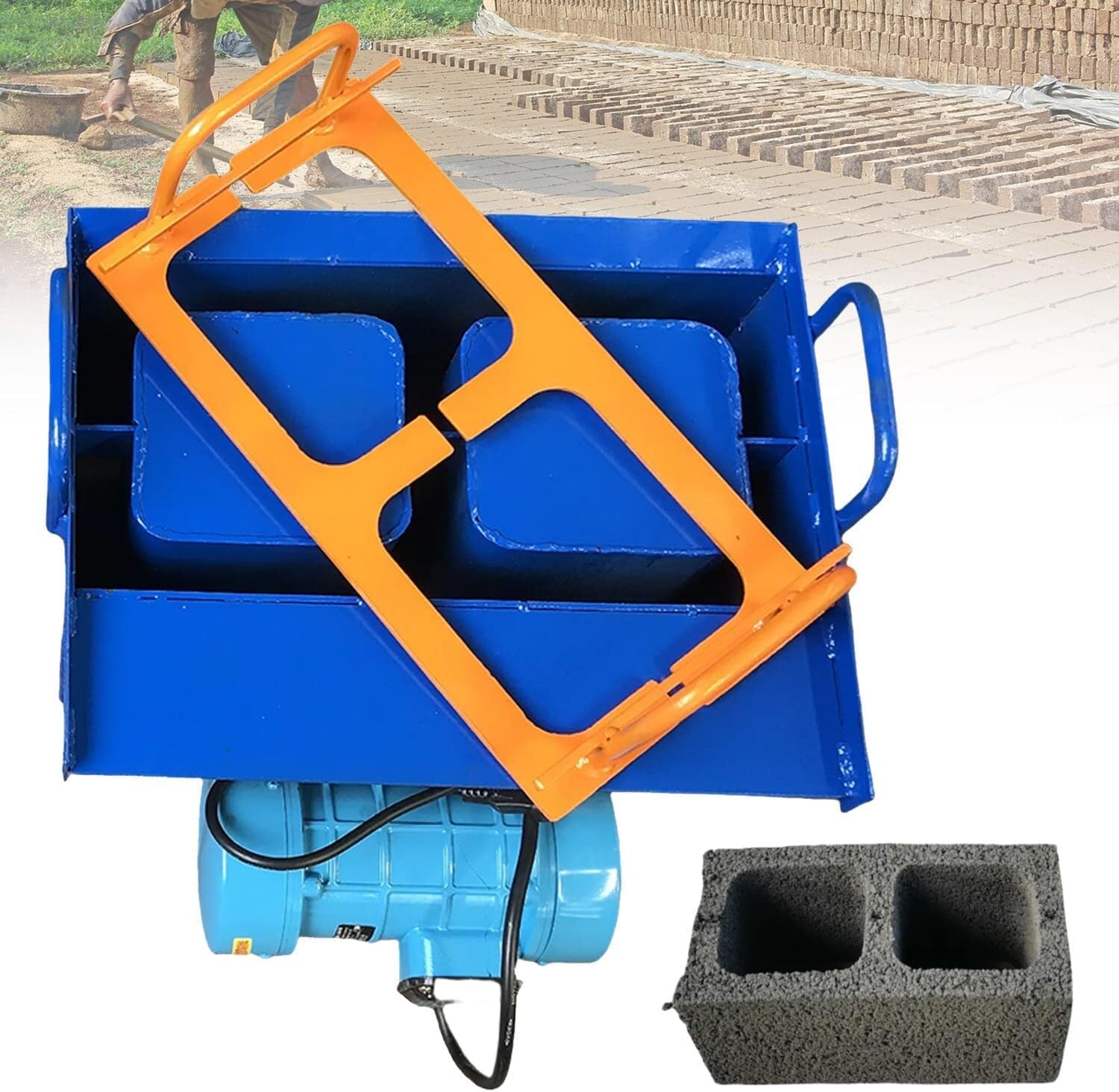 Extrusion Brick Machine, Soil Block Maker, Vibration Frequency 212 Times/Min, 45 Seconds Fast Forming, Multiple Molds Optional, for Cement and Concrete Blocks(H5)