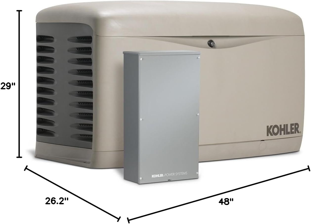 Kohler 20RESCL-200SELS 20, 000W Air-Cooled Standby Generator with 200 Amp Whole-House, Service Entrance Rated, Load Shedding Automatic Transfer Switch