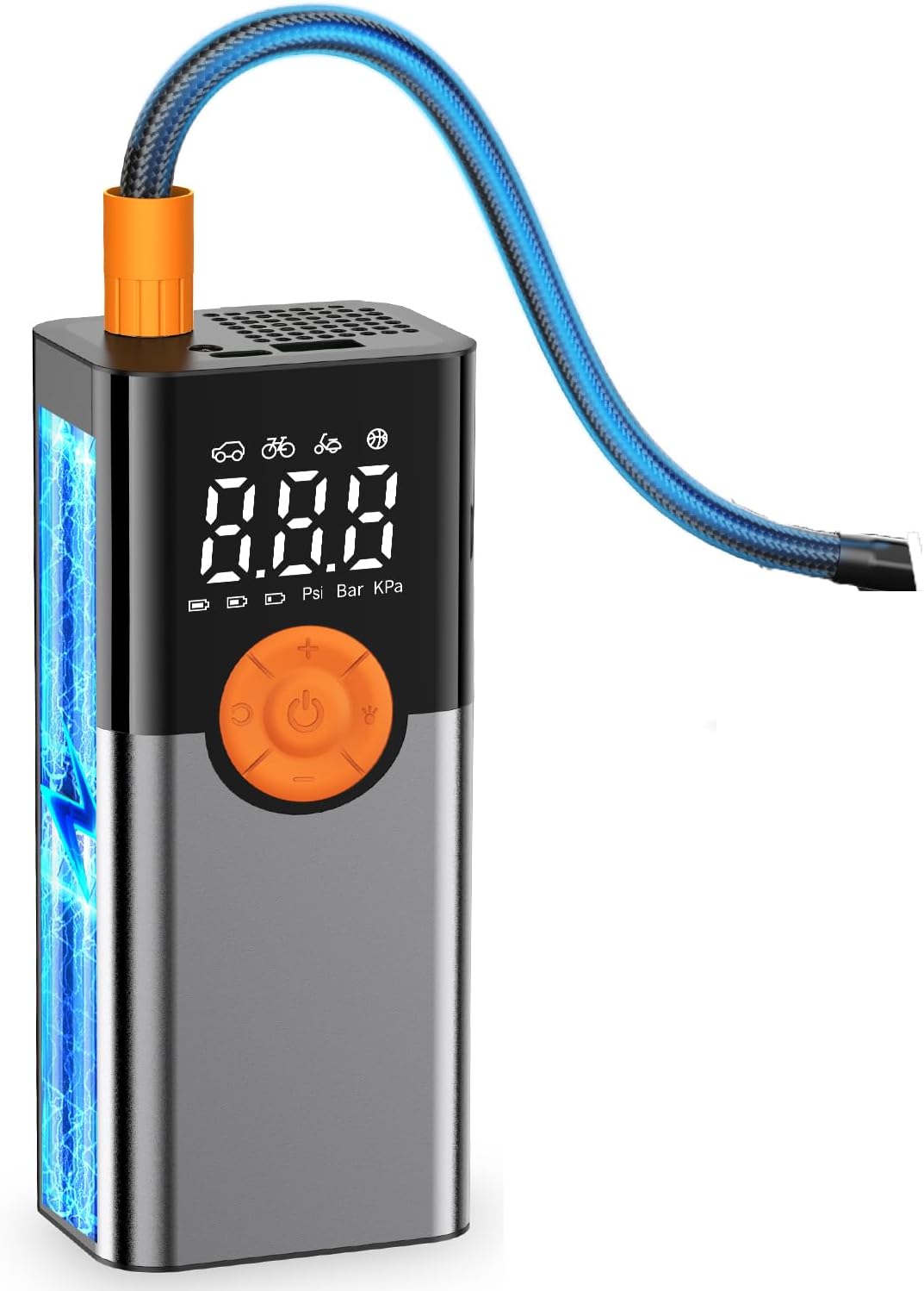 Portable Tire Inflator, 150PSI Cordless Air Pump with 4000mAh Rechargeable Battery, Digital Pressure Gauge & LED Light, Ideal for Car, Motorcycle, Bicycle, and Sports Balls