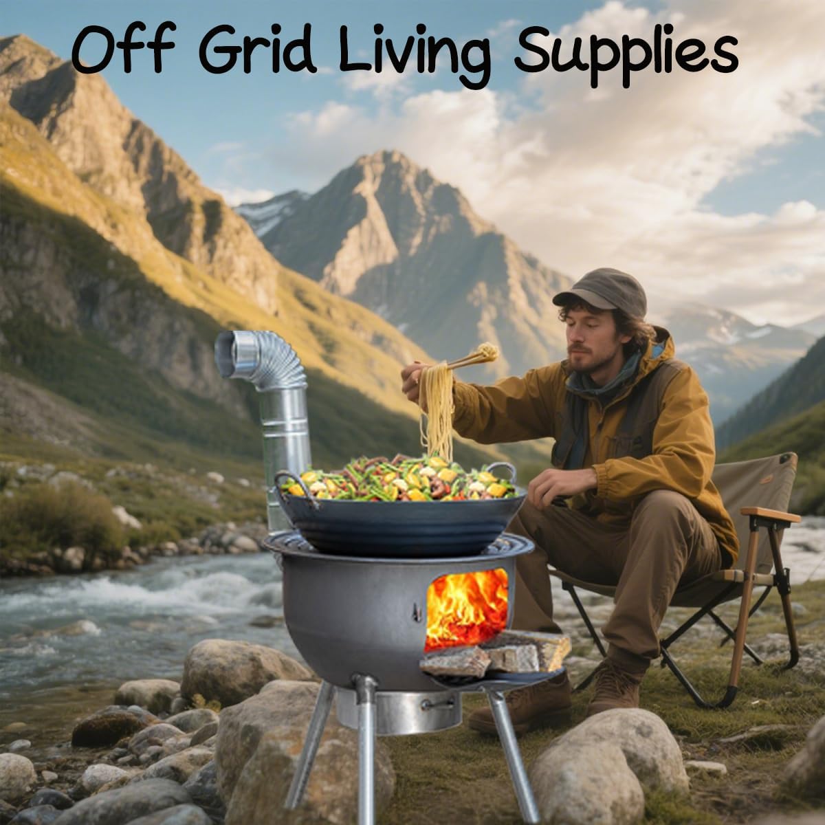 Wood Burning Stove for Outdoor Cooking, Heavy-Duty Rocket Stove, Windproof Wood Camping Stove for Cooking,Hiking,Backpacking, Multi-Functional Portable Detachable Firewood Stove