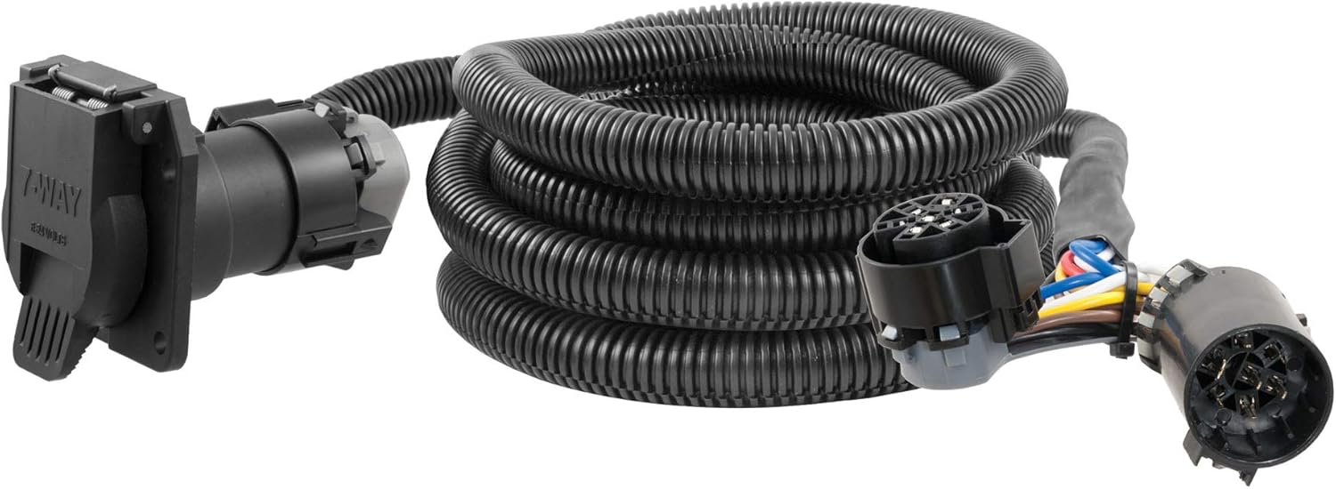 CURT 56000 10-Foot Vehicle-Side Truck Bed 7-Pin Trailer Wiring Harness Extension, Select Chevrolet, Dodge, Ford, GMC, Nissan, Ram, Toyota