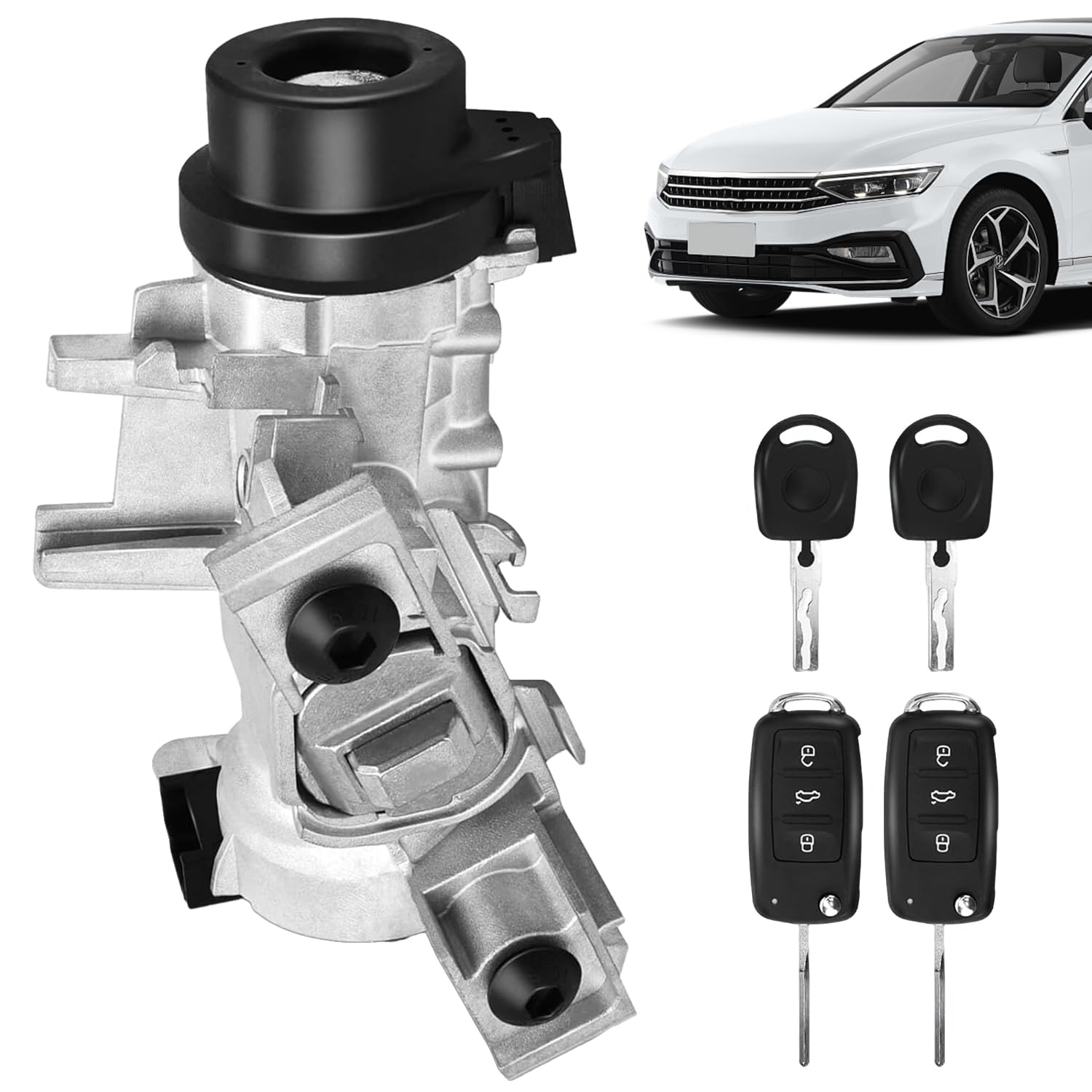 1K0905851B, Ignition Switch Lock Cylinder with Key for MK6 2006-2008 2009-2019 VW Jetta Passat, 2004-2007 2010 2011 Golf EO Rabbit Ti guan Ignition Starter Switch, Replace 1K0905865,1K0905841