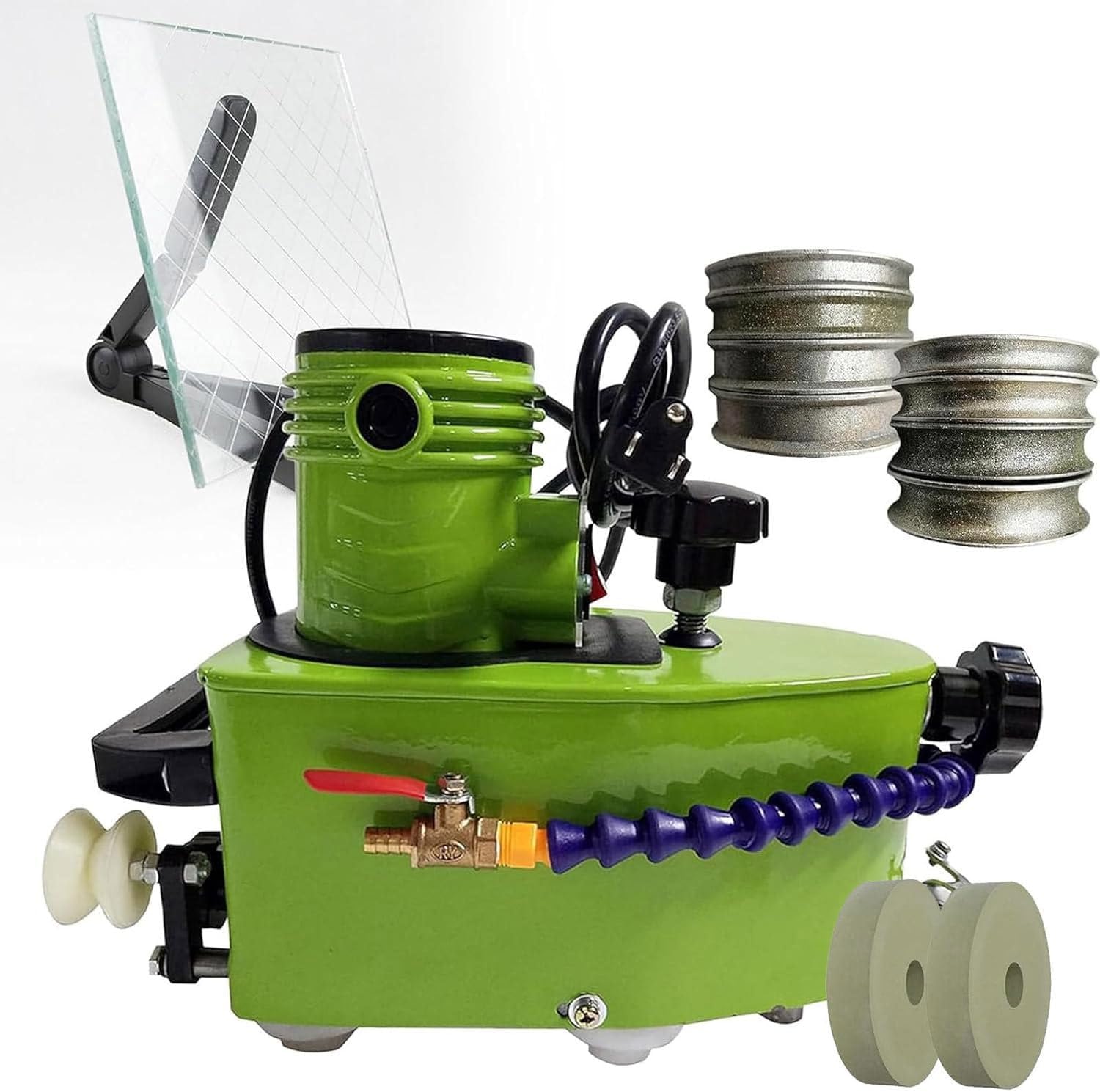 800W Small Portable Electric Hand-Held Glass Edge Polishing Machine, 8000r/Min Straight Round Bevelled Glass Edging Grinder Glass Acryl Marble Ceramic Polishing Machine Green