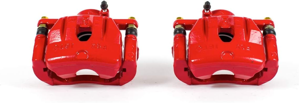 Power Stop Front S3248 Pair of High-Temp Red Powder Coated Calipers For Mazda RX-8 2004-2007 [Model Specific]