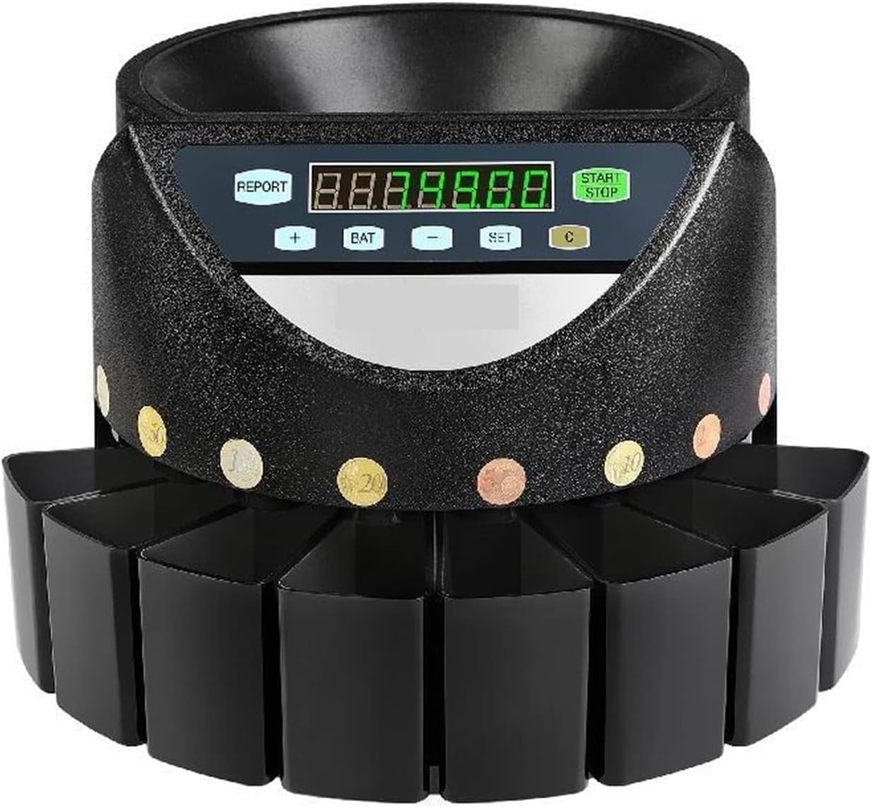 300 Coins/Min Euro Coin Sorter Counter Professional Electric Automatic Machine LED Display For School Shop Bank Commercial