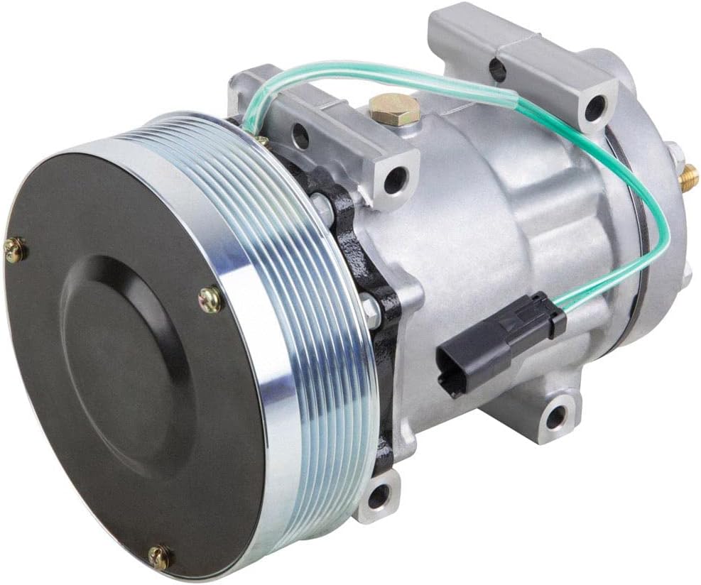 AC Compressor & 152mm 8-Groove A/C Clutch For CAT Caterpillar Replaces 141-9676 Sanden SD7H15SHD 4302 4840 w/ 24v Coil - BuyAutoParts 60-02345NA New