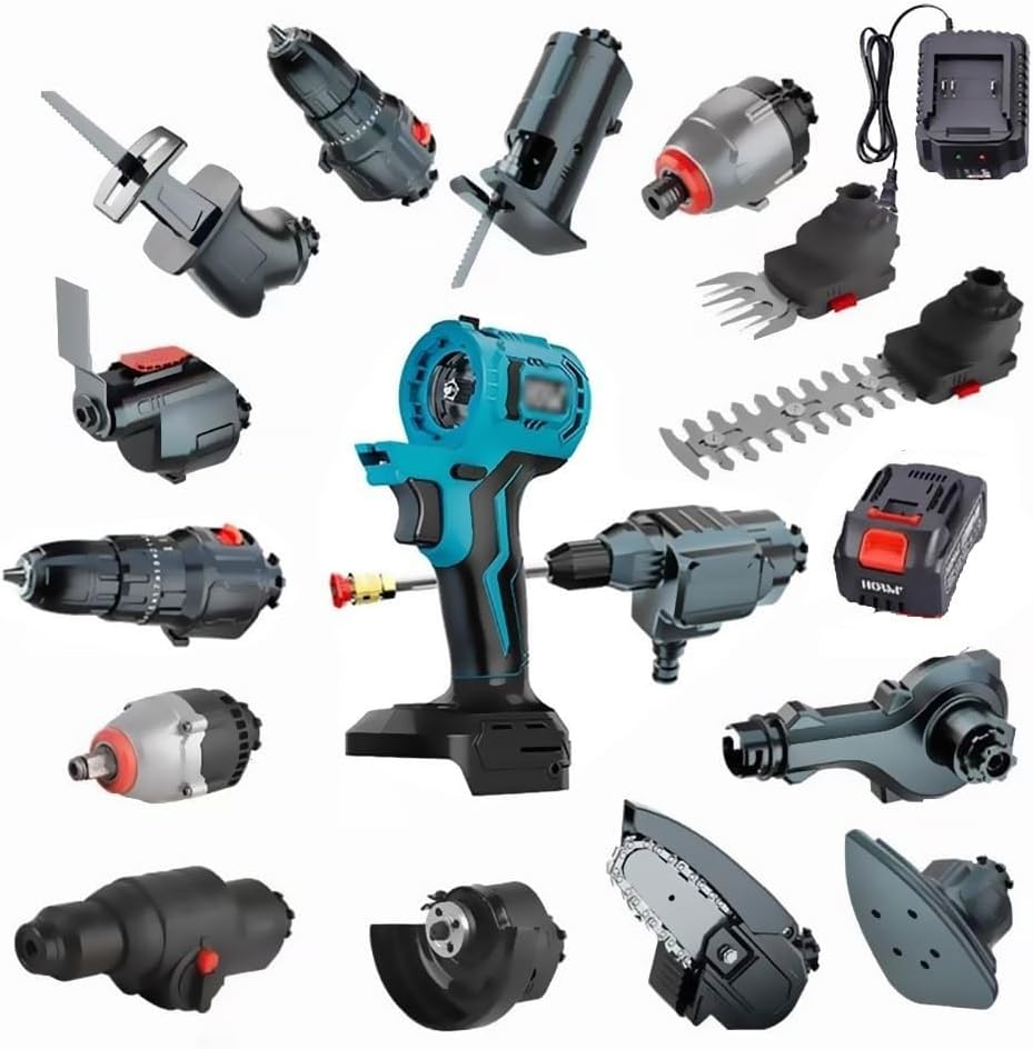 Cordless Power Tool Combo Kit, Multi-Functional Brushless Power Tool Combo Kit,Hedge Trimmer, Woodworking Tool Kit with Tool Boxes, Cordless Tool Set for DIY Projects