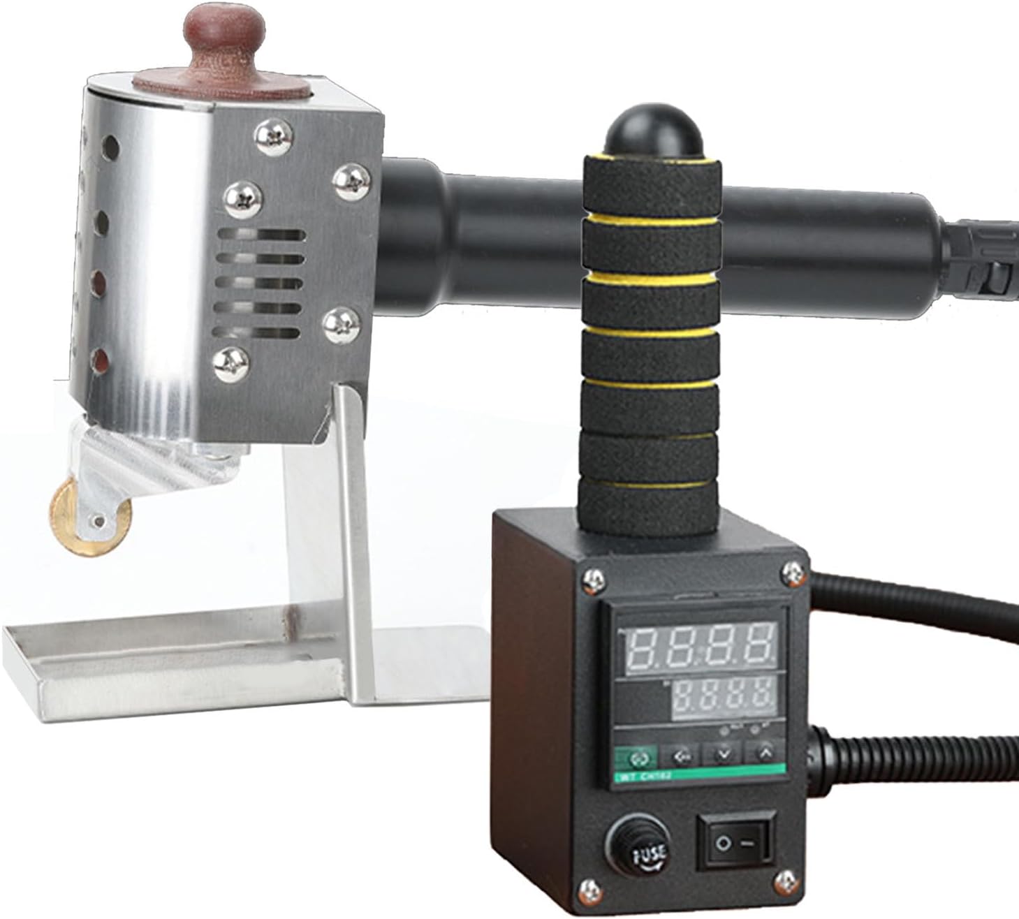 150w hot Melt Glue Roller Dispenser, Commercial Gluing Machine with 50ml or 150ml Glue Barrels, Adjustable Temp 50-300℃,for Fabric Packaging Leather Bonding, Glue Evenly & Thinly 50ml-0.5cm