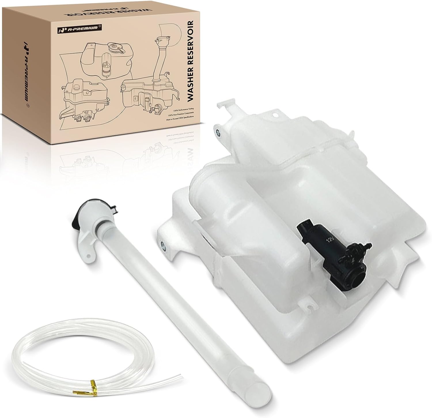 A-Premium Windshield Washer Reservoir Tank Assembly Compatible with Toyota RAV4 2019 2020 2021 2022 - with Cap & Washer Pump & Fluid Level Sensor & Filler Neck (North America Built Vehicle)