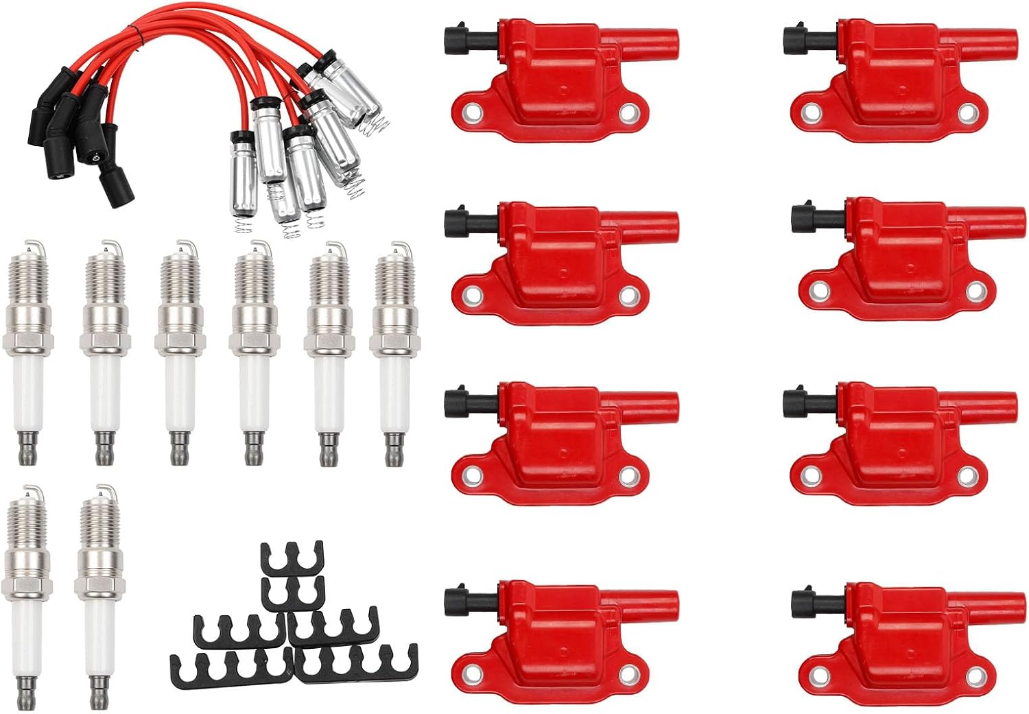 UF413 Ignition Coils Pack Compatible With GMCYUKON HUMMER H3 Chevy With Platinum Spark Plugs And Wires Set