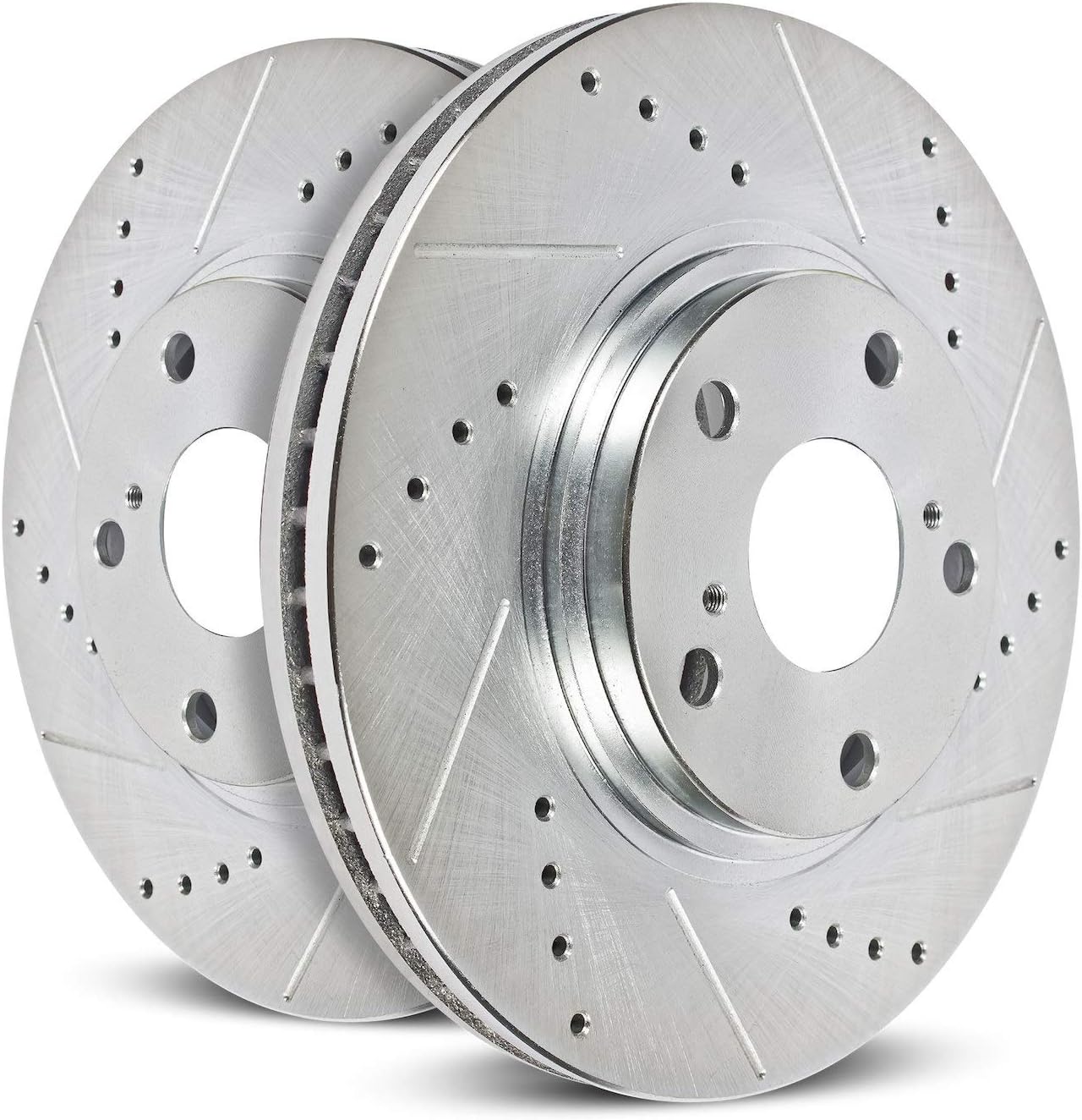 Power Stop JBR1728XPR Performance Drilled and Slotted Rear Brake Rotor Pair For Honda Civic 2016-2023, Honda Insight 2019-2022 [Model Specific]
