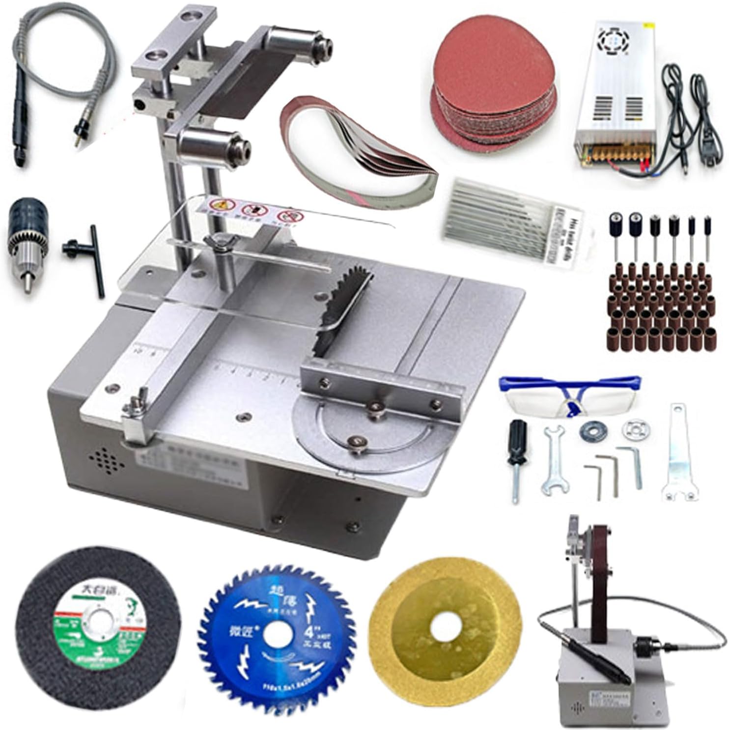 360W Table Saw,Electric Belt Sander Edge Sharpener,5000-10000R/min Motor Speed,1.5-10mm Clamping,Desktop Manual Household Jade Grinding Machine