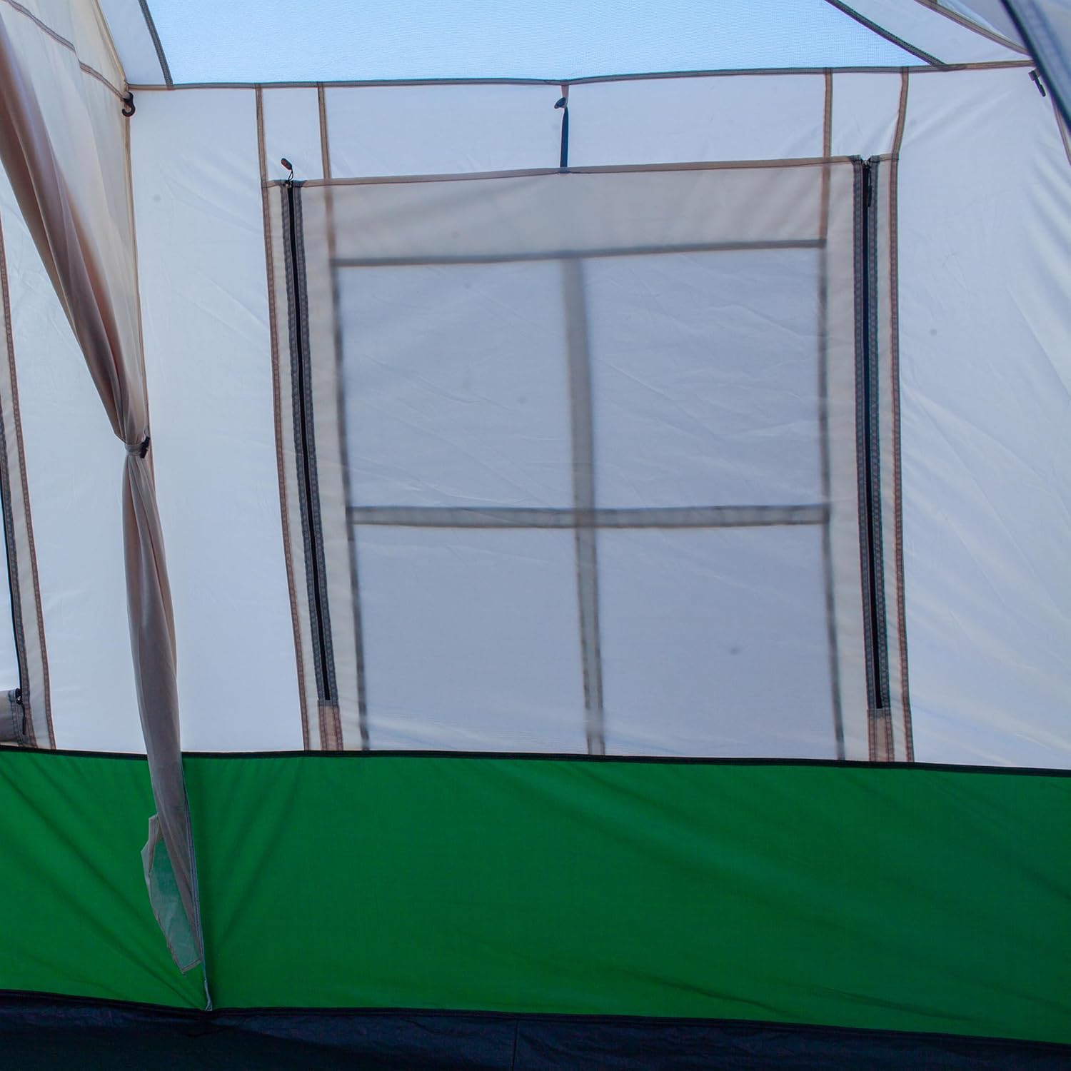 KTT Large Family Cabin Tent 10-12 Person,14.1X10X6.58ft,2 Rooms,3 Storage Pockets,2 Bay-Windows 3 Doors and 3 Windows with Mesh,Straight Wall,Waterproof,Double Layer,Big Tent for Outdoor,Camping