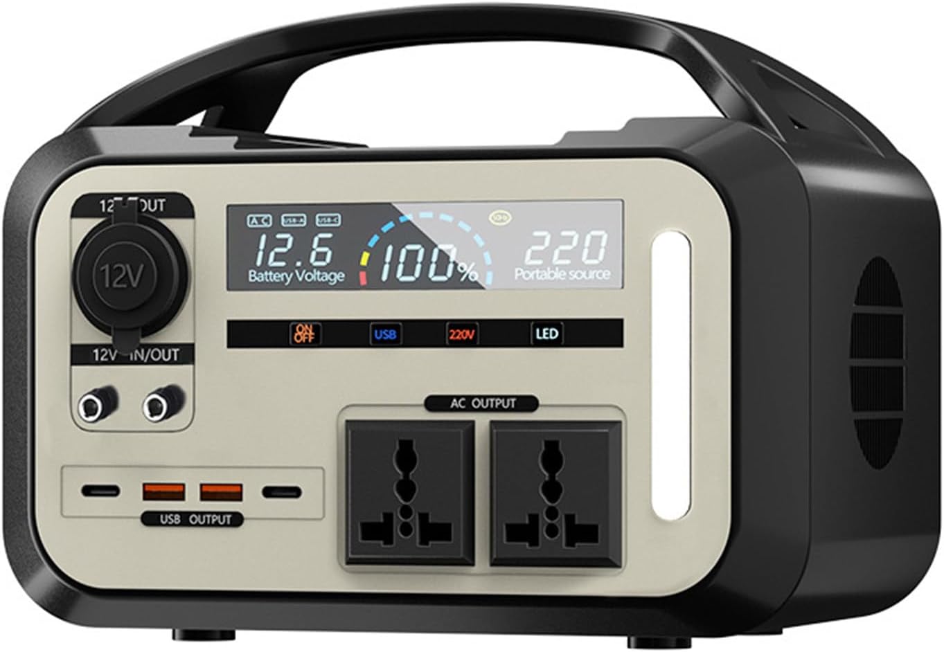 Outdoor Portable Mobile Power Supply 220V Large Capacity Self-Driving Camping Emergency Household Backup,480Wh+600W